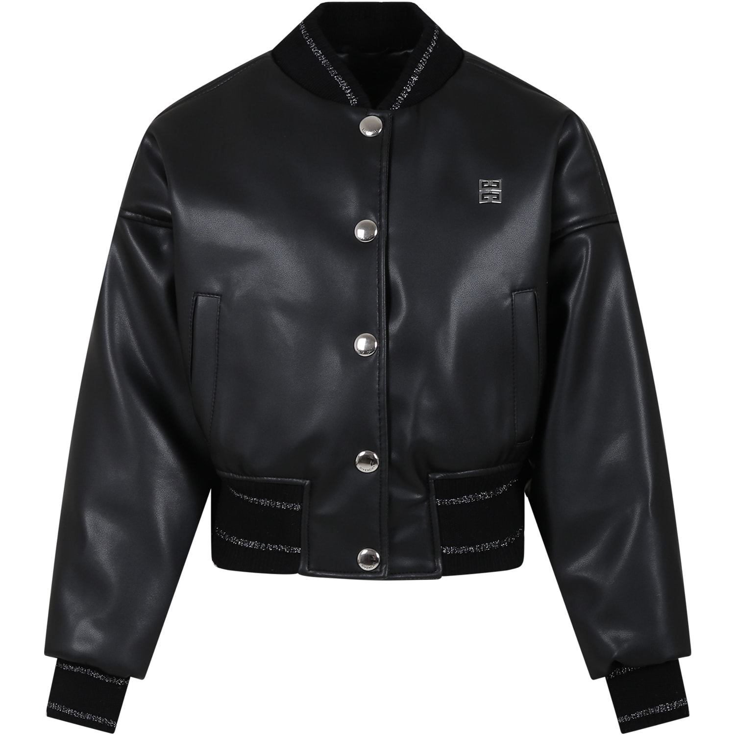 GIVENCHY BLACK BOMBER FOR GIRL WITH LOGO