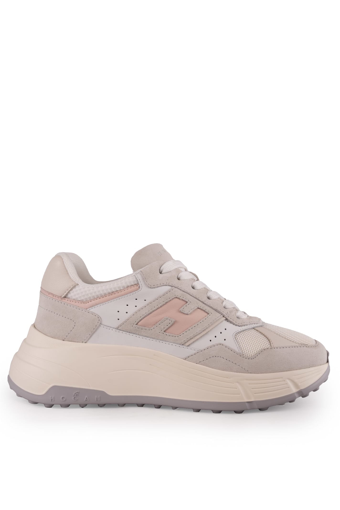 Hogan Hi-fi Sneakers In Suede And Mesh In White