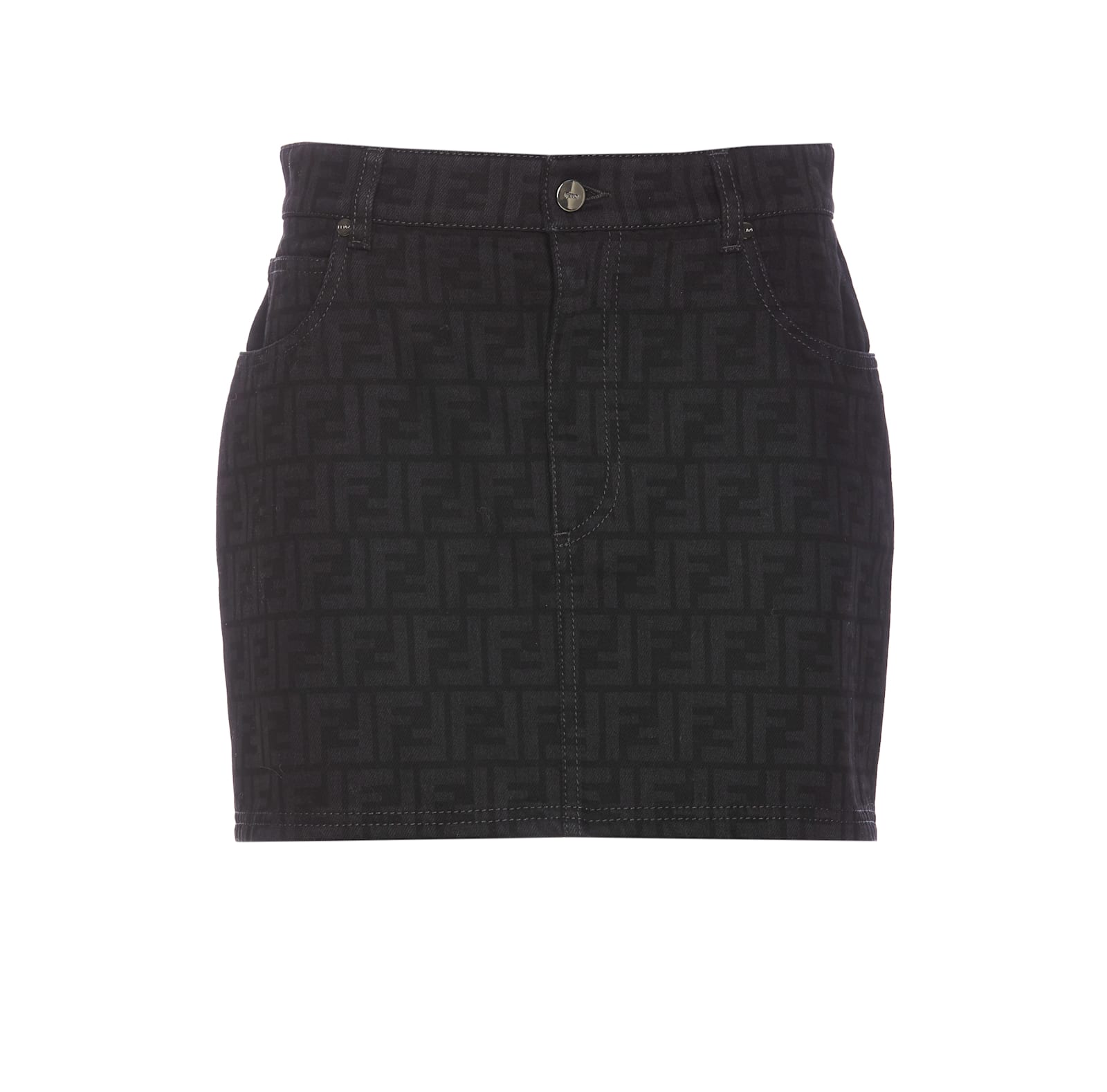 Shop Fendi Ff Logo Mini Skirt In Black