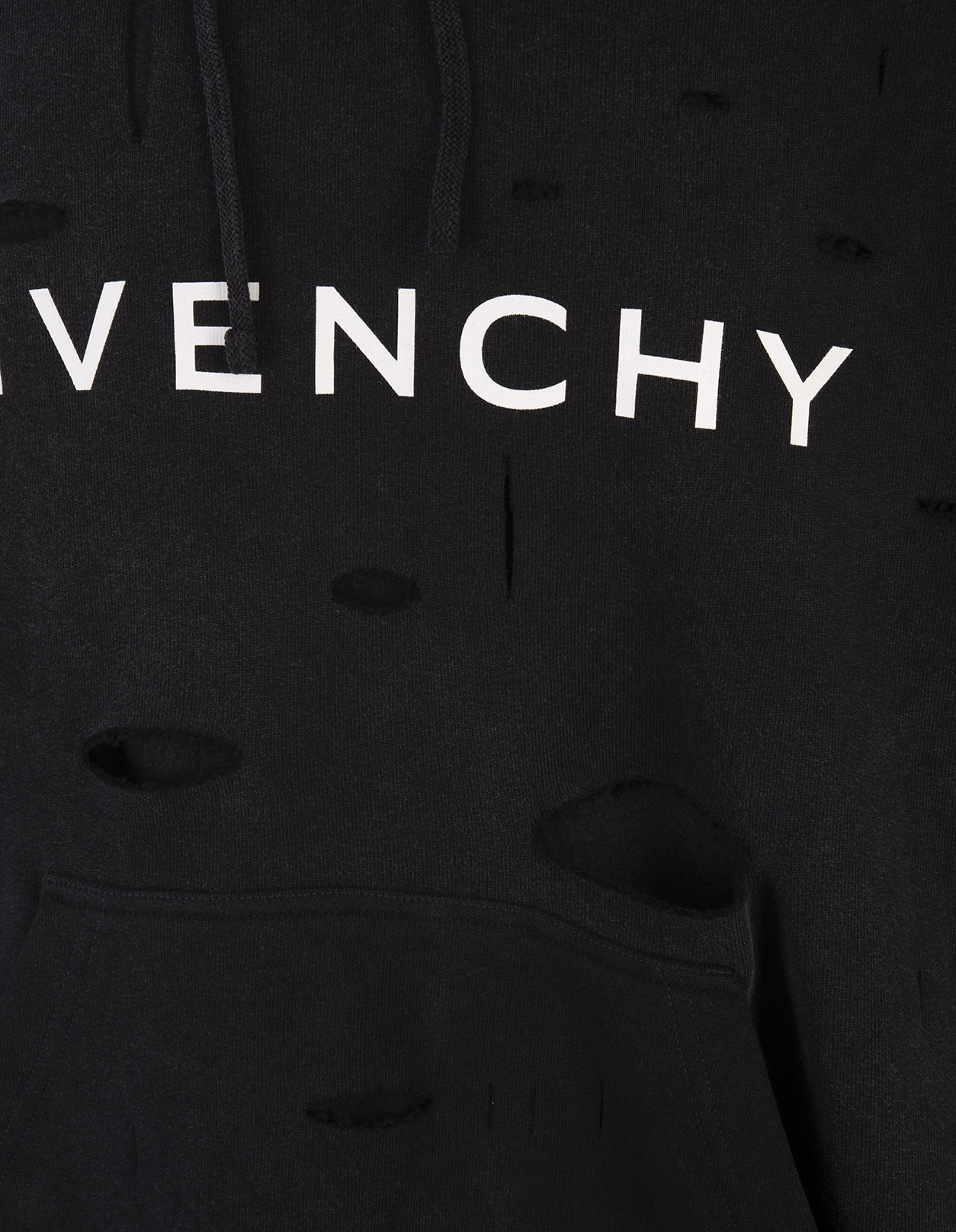 Shop Givenchy Black Destroyed Hoodie With Logo