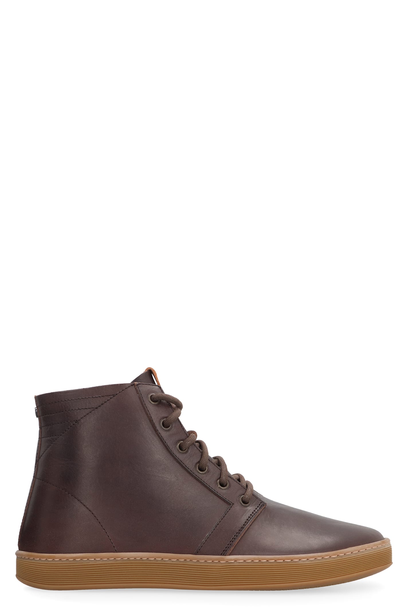 Shop Volta Leather High-top Sneakers In Brown