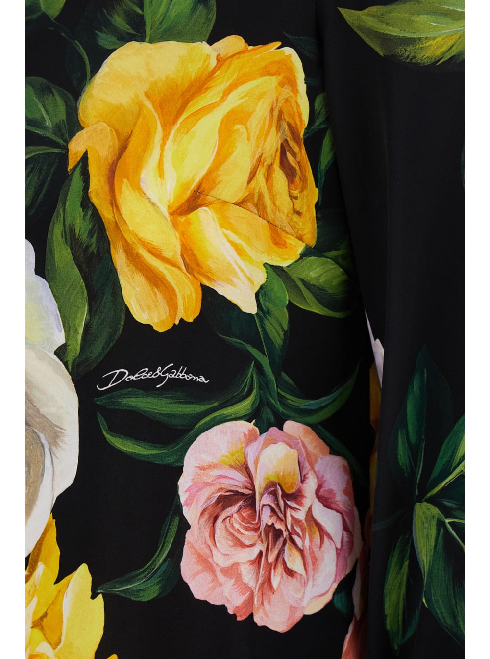 Dolce & Gabbana Multicolor Shirt With Oversize Pointed Collar And All-over Floral Motif In Silk Stretch Woman In Multicolor