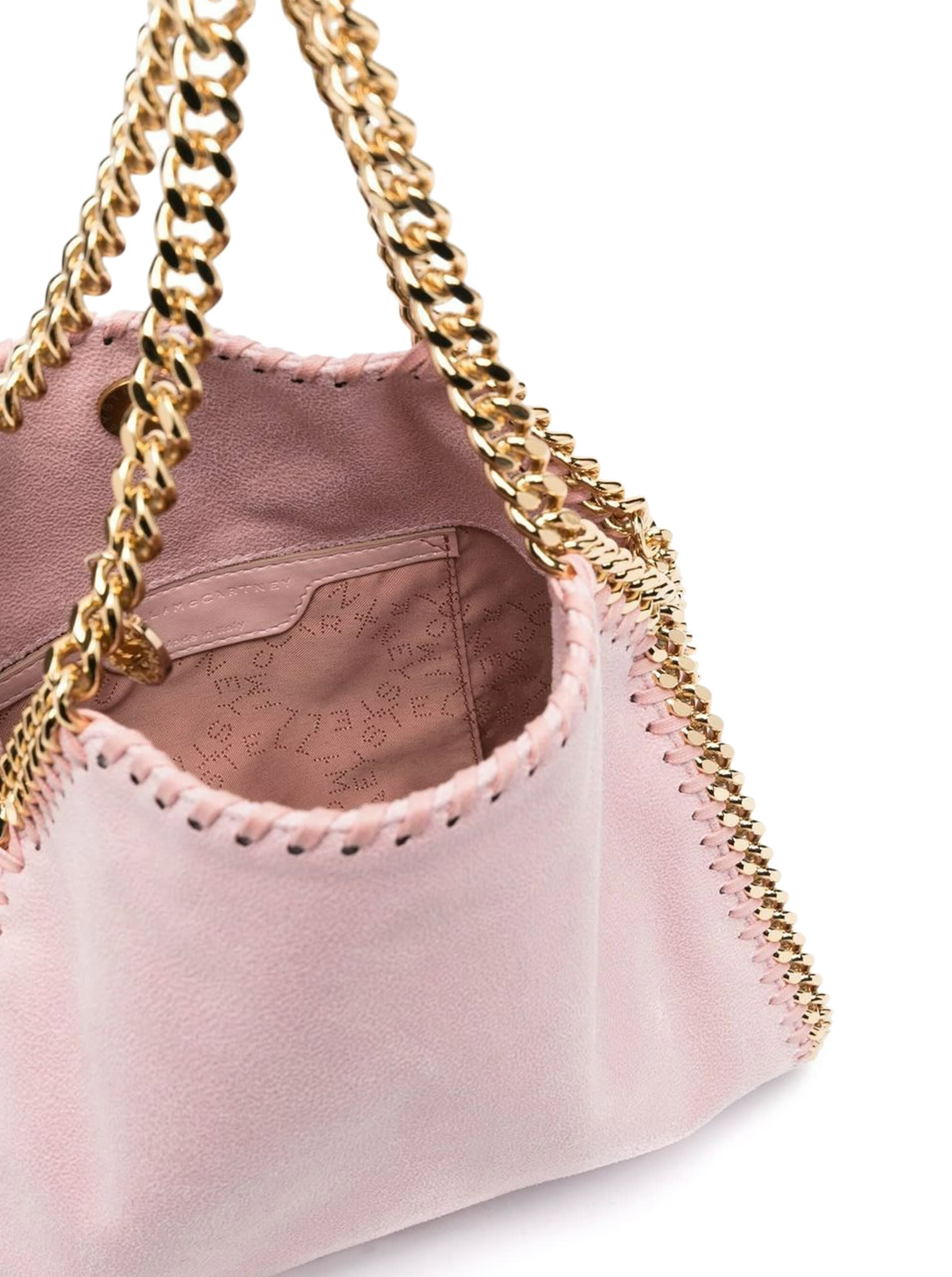 Shop Stella Mccartney Mini Tote Eco Shaggy Deer W/gold Color Chain In Rose
