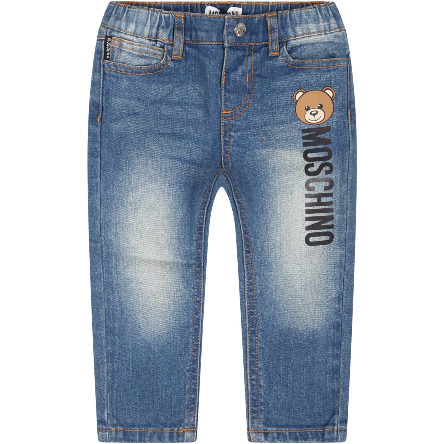 Moschino Light Blue Jeans For Baby Boy With Logo
