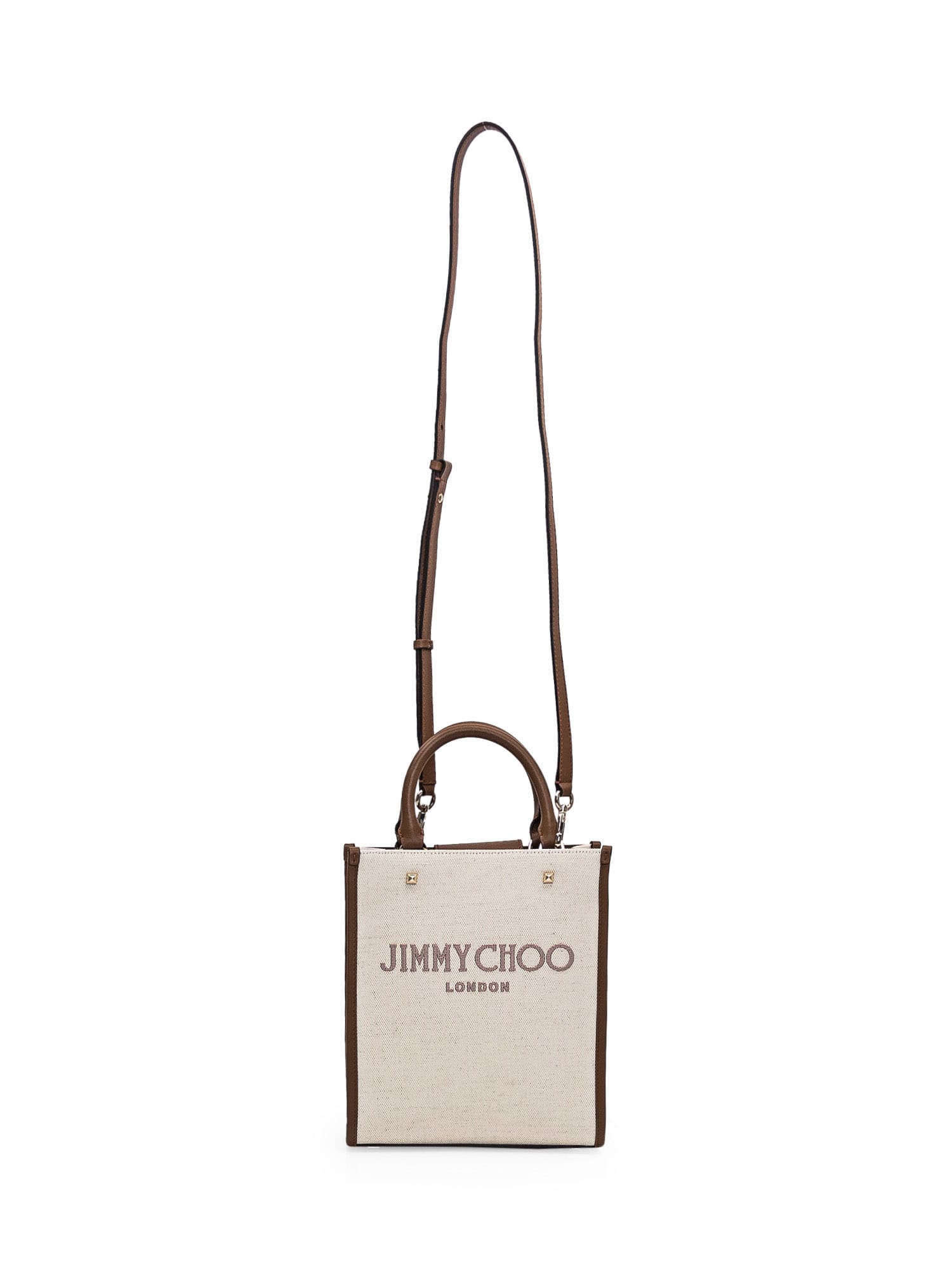 Shop Jimmy Choo Tote Avenue N/s Bag In Natural/taupe/dark Tan/light G