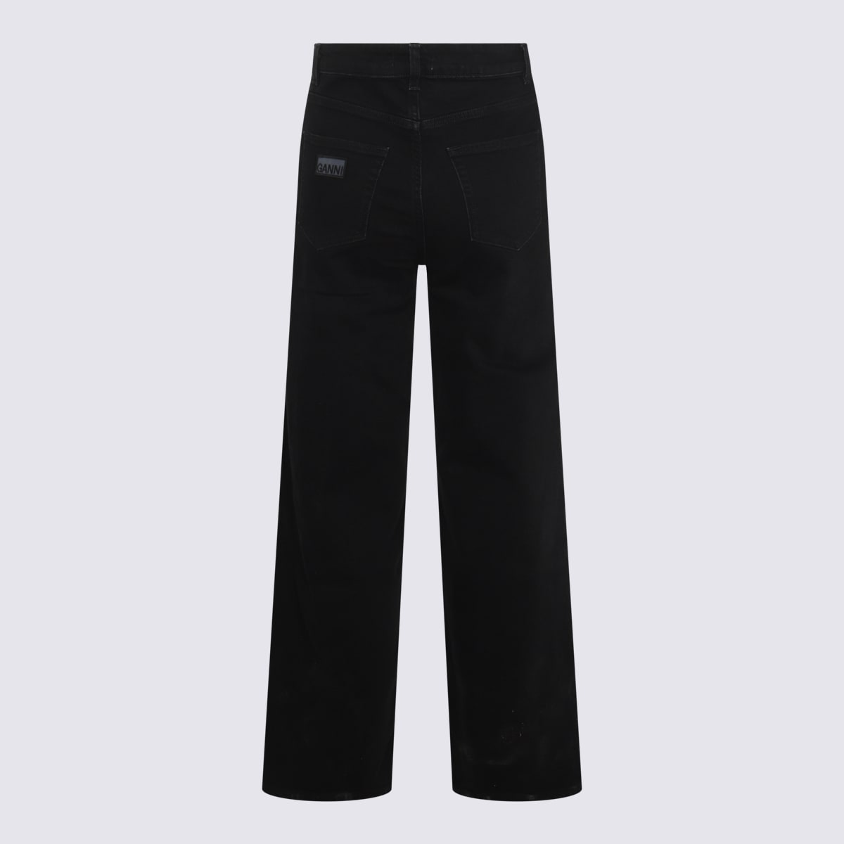 Shop Ganni Black Cotton Denim Jeans In Washed Black