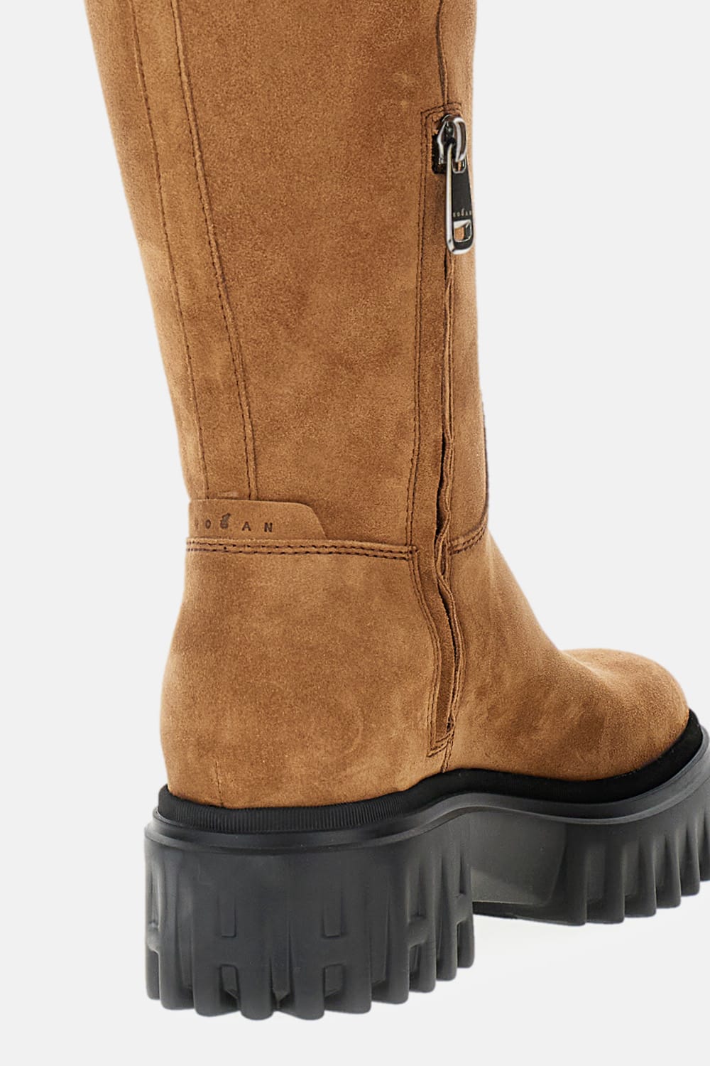 Hogan Platform Zip-fastening Knee-high Boots In Brown