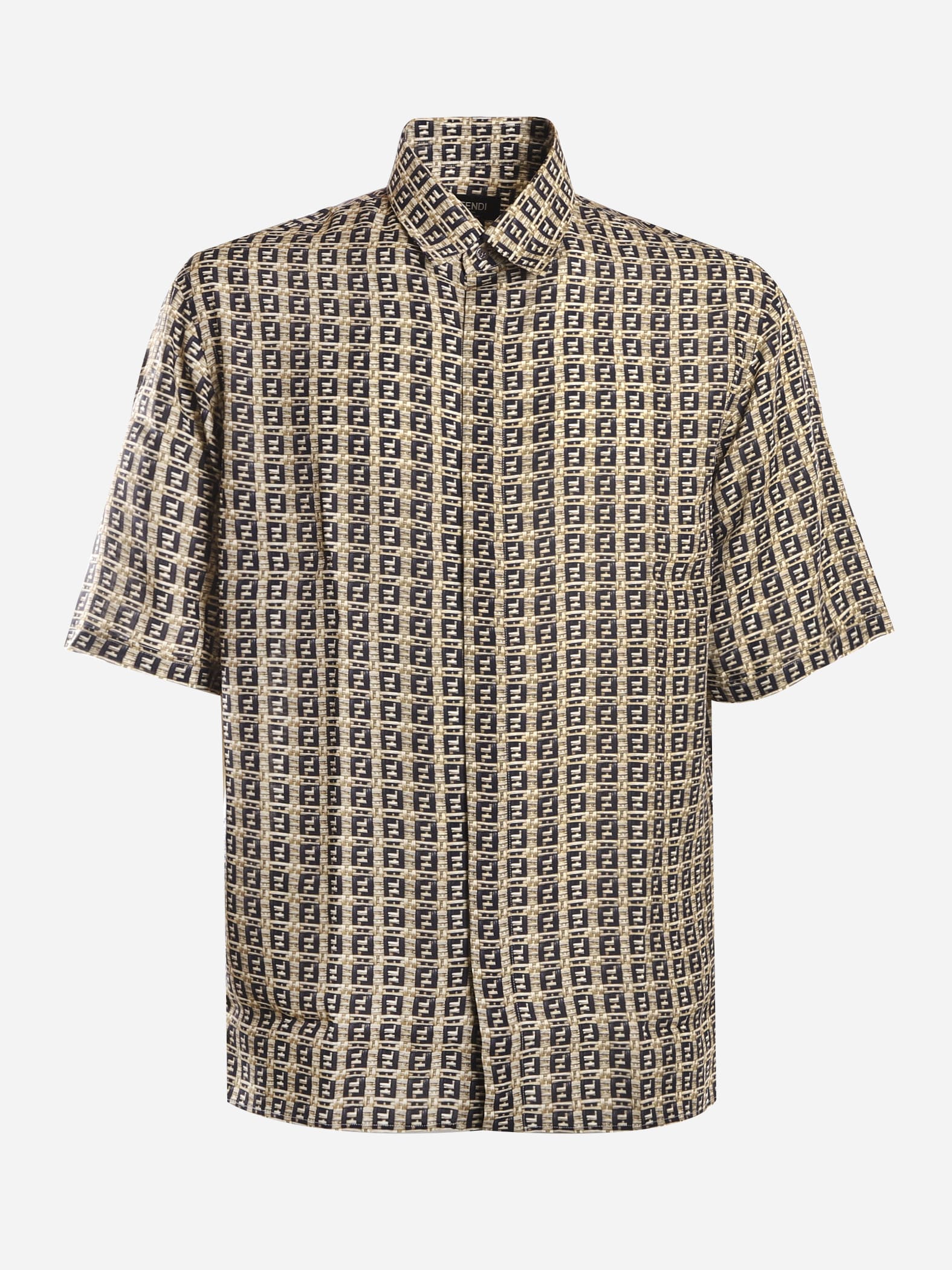 Fendi Oversized Shirt With All-over Ff Motif