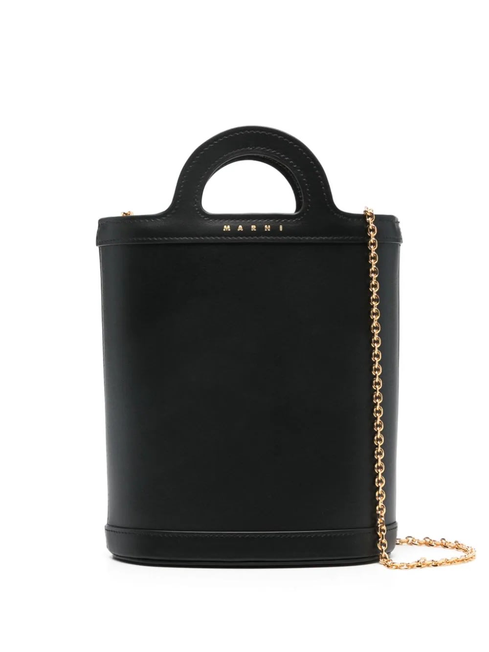 Shop Marni Tropicalia Nano Bucket Bag In Black Leather