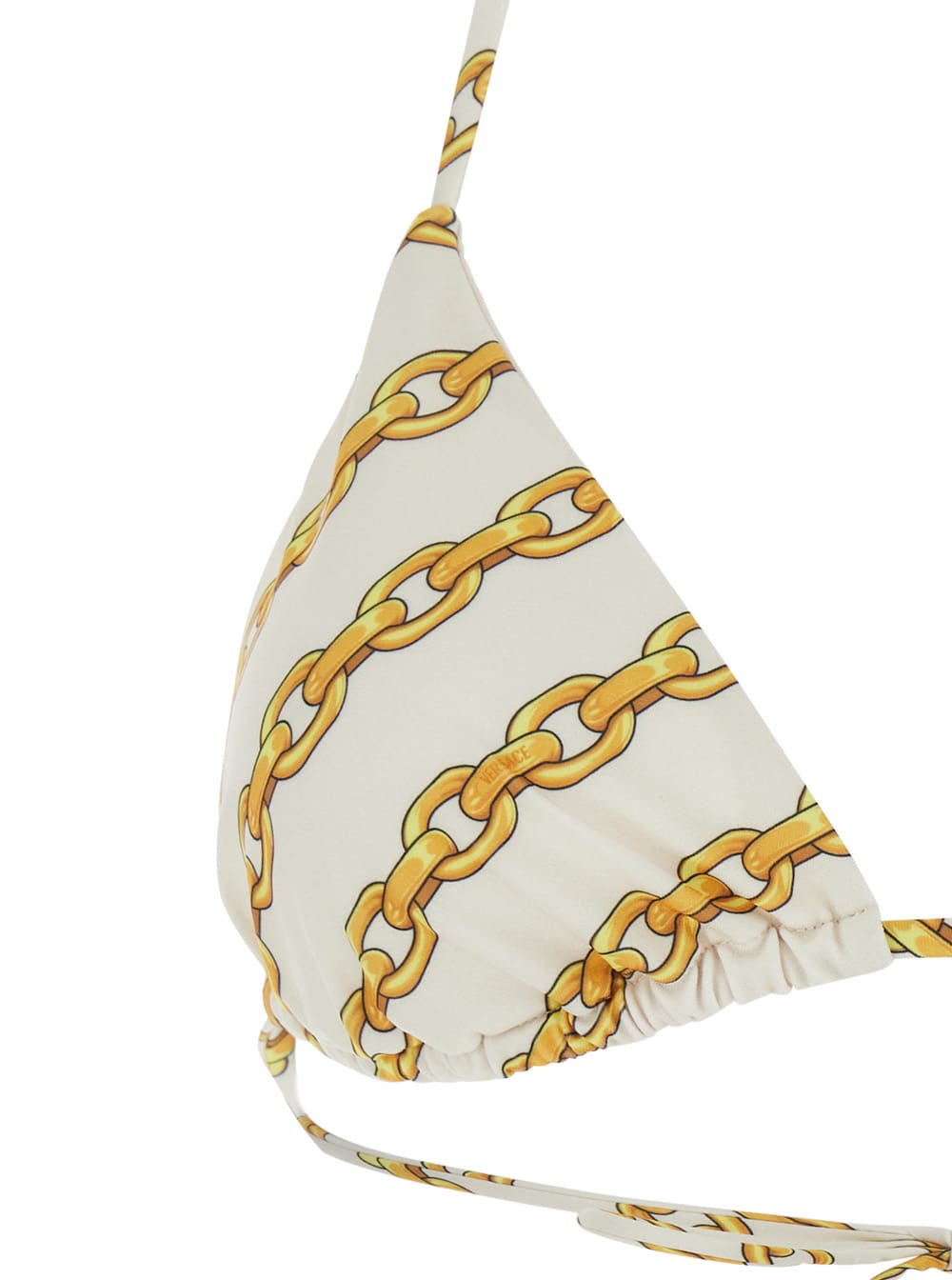 Versace White Bikini Top With All-over Chain Print In White