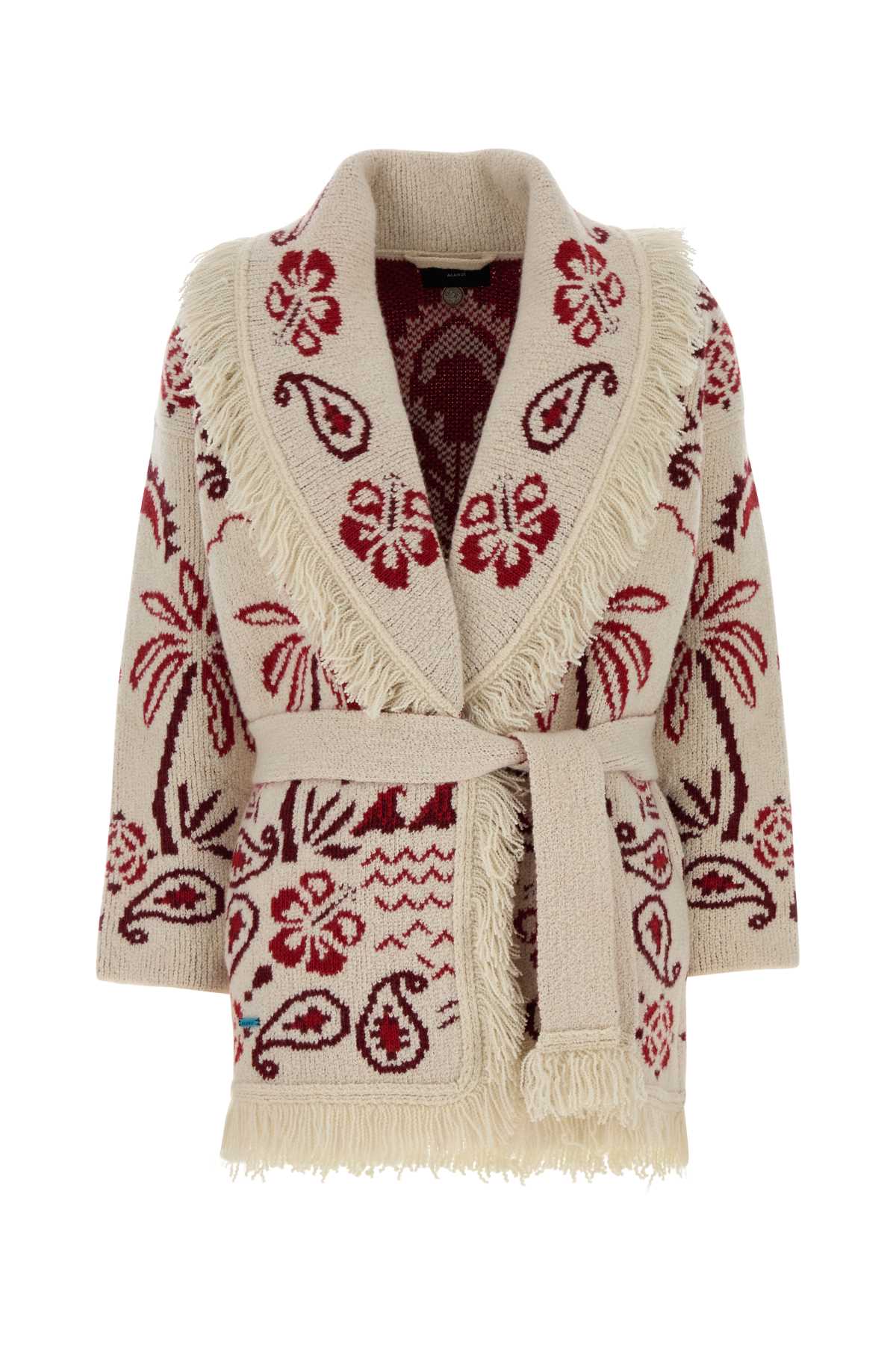 Alanui Embroidered Wool Blend Glimpse Of Eden Cardigan In Neutral
