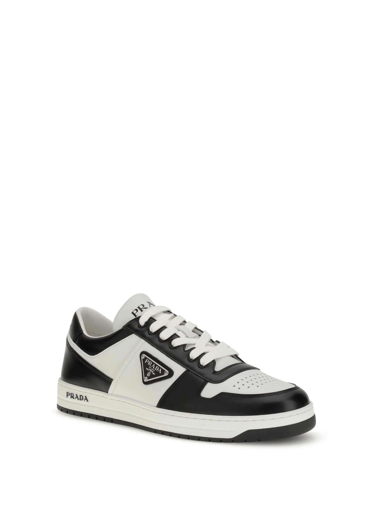 Prada Leather Sneakers Downtown Two-tone In Black