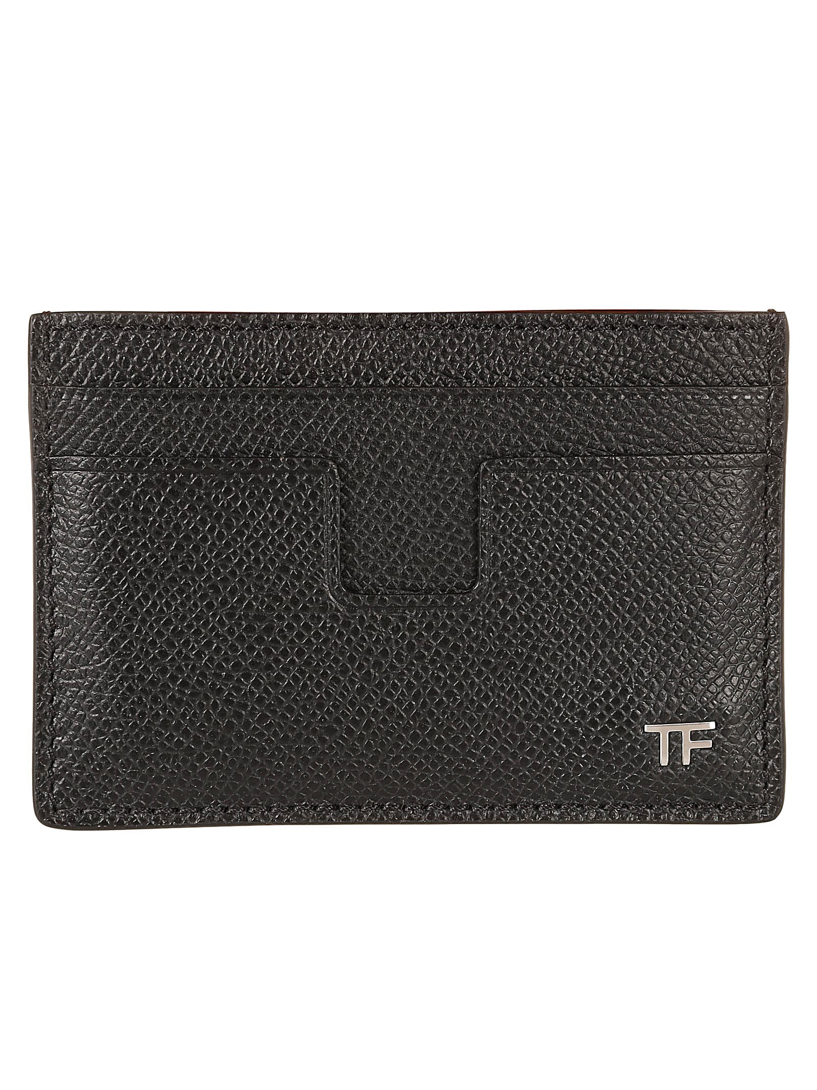 Shop Tom Ford Small Grain Leather Card Holder In Black