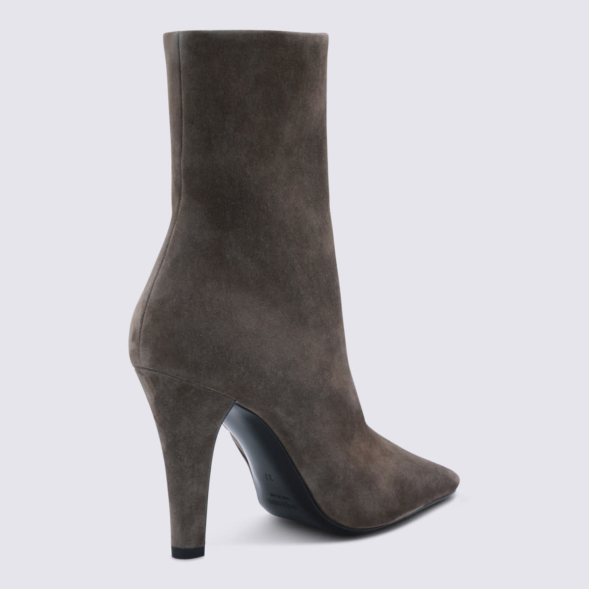 Saint Laurent Grey Leather Boots In Gray