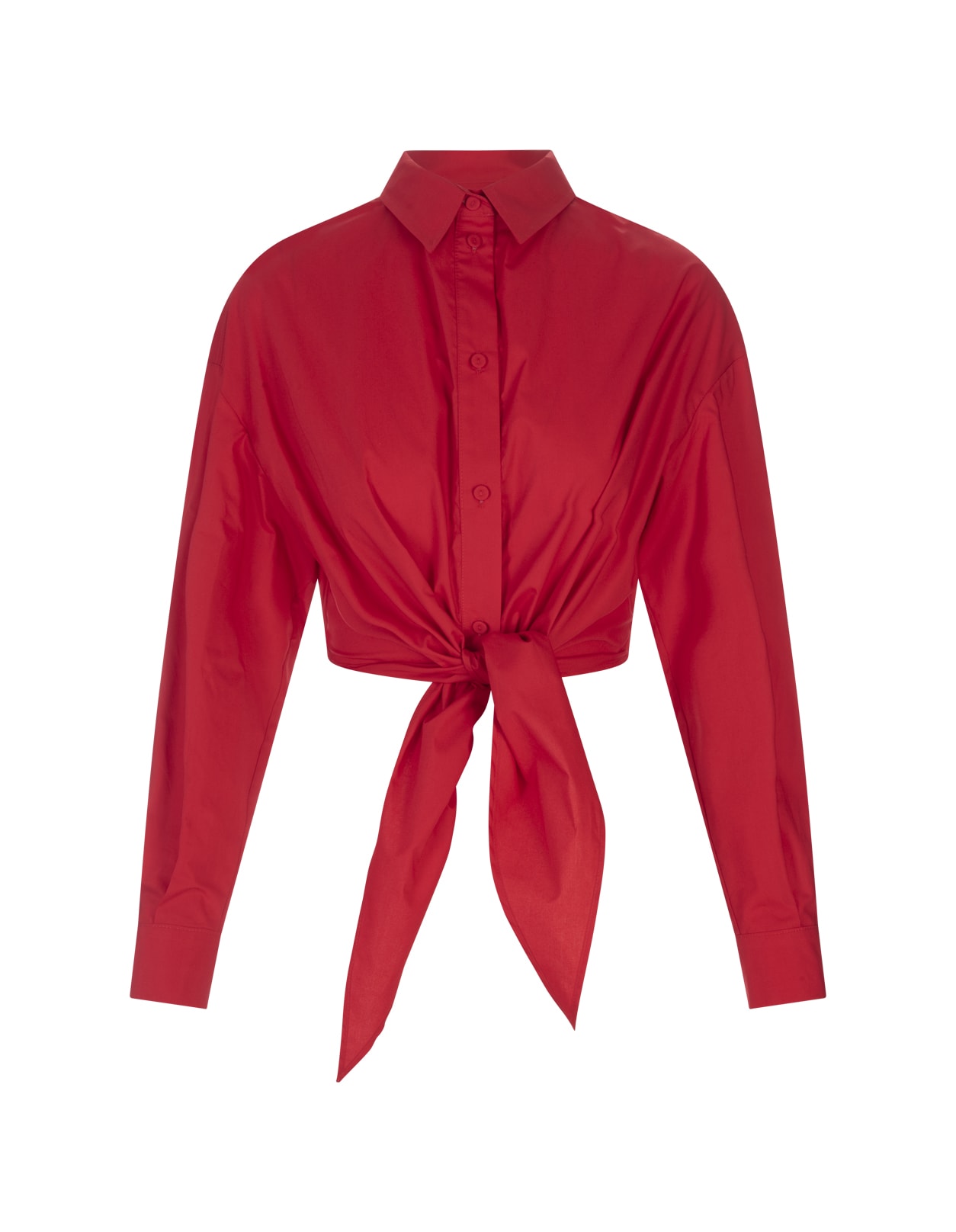 Alessandro Enriquez Red Cotton Shirt With Knot