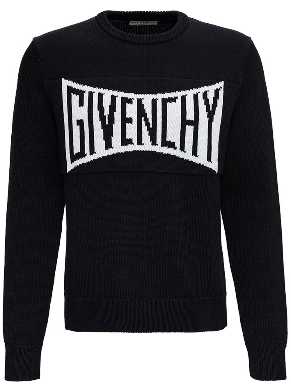 Givenchy Black Jersey Sweater With Front Logo