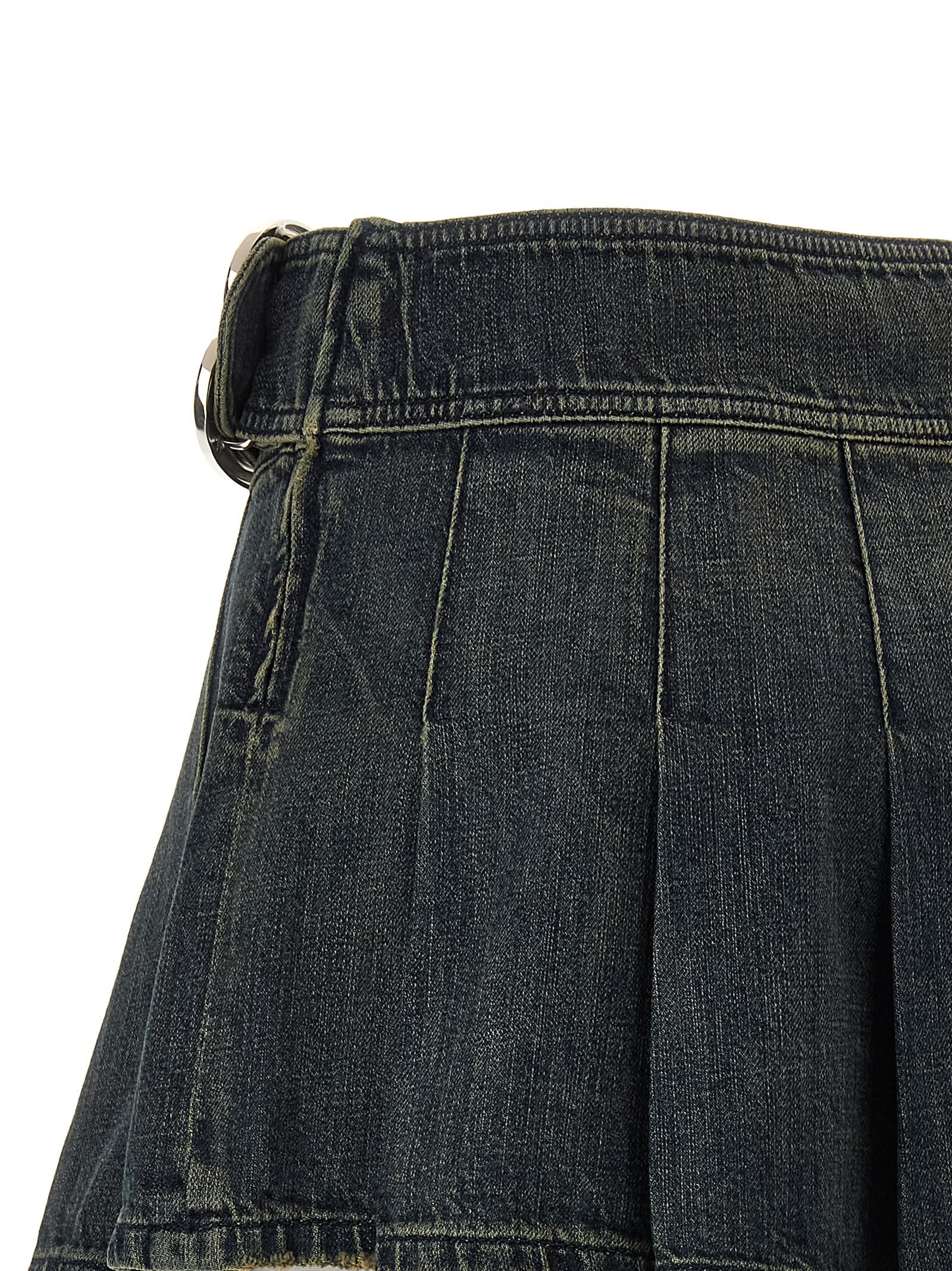 Balenciaga Pleated Skirt Featuring Belt Detail In Blue