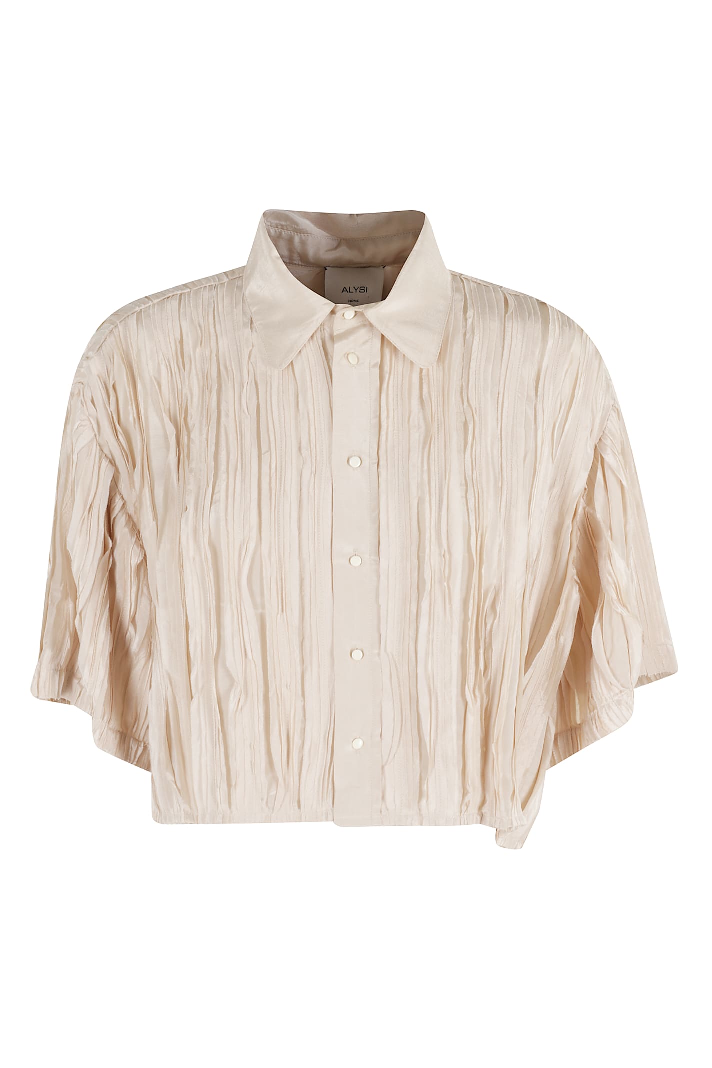 Alysi Cropped Origami-inspired Boxy Shirt With Classic Collar In Neutral