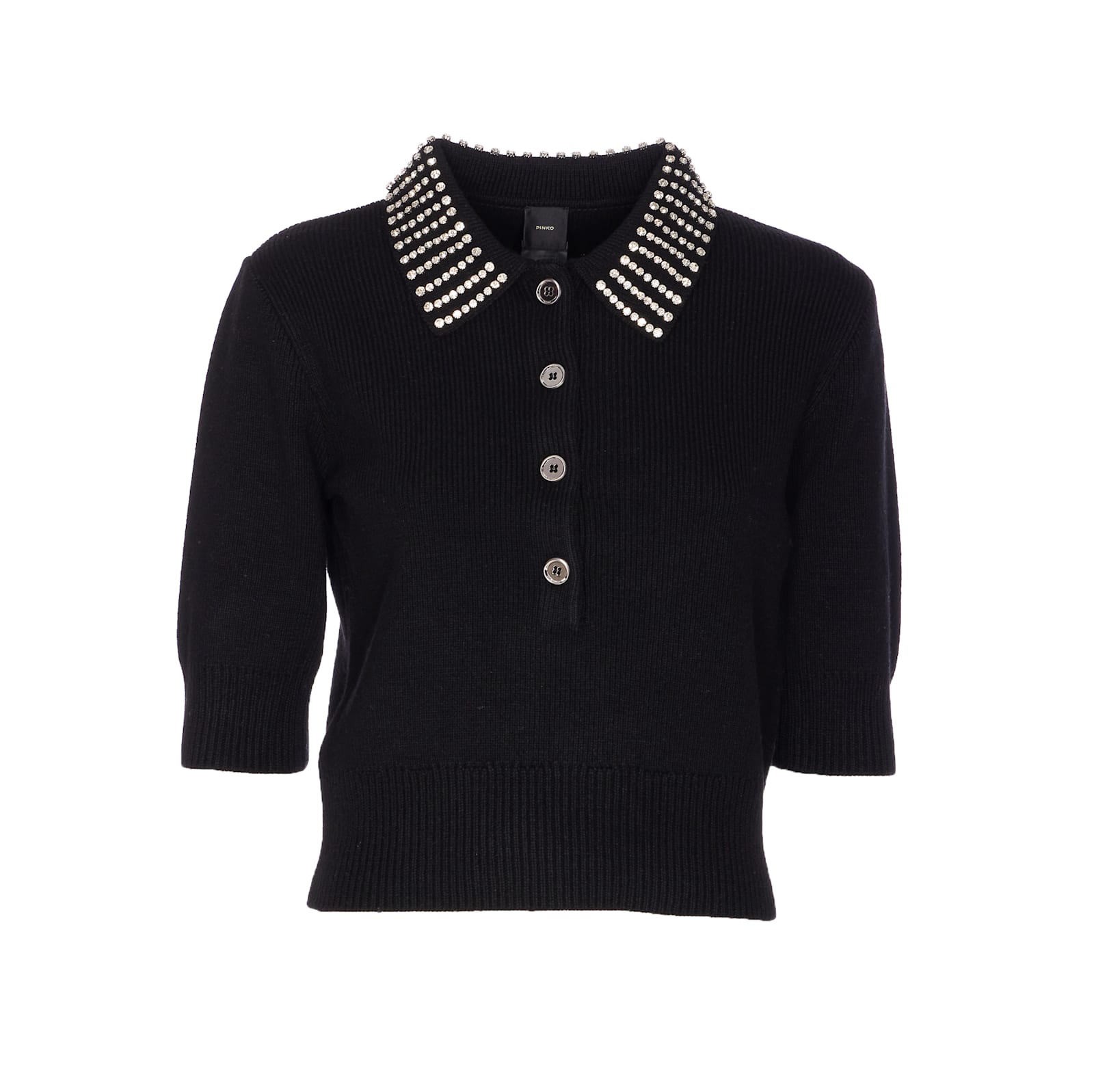 Pinko Black Wool-blend Sweater In Black