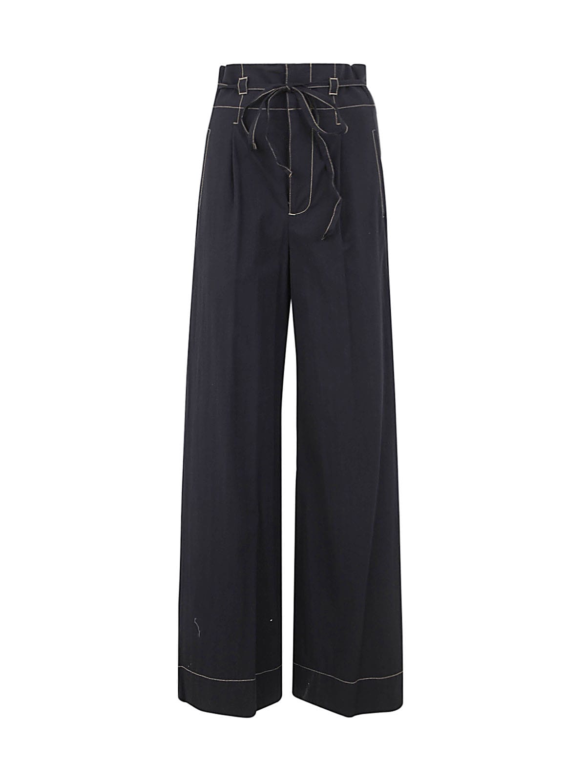 Twinset High Waisted And Wide Leg Trousers In Black