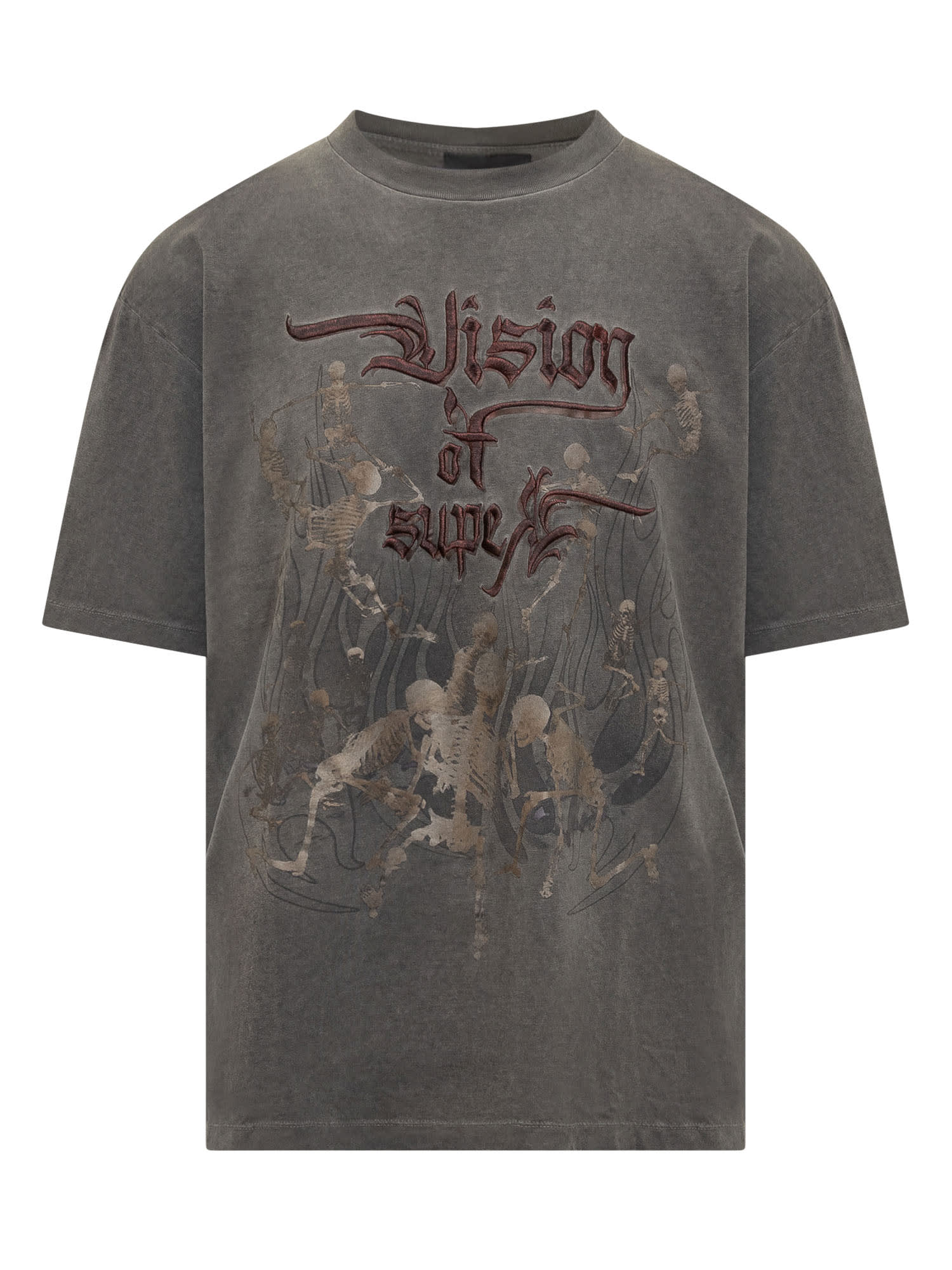 Shop Vision Of Super T-shirt With Print In Stone Wash