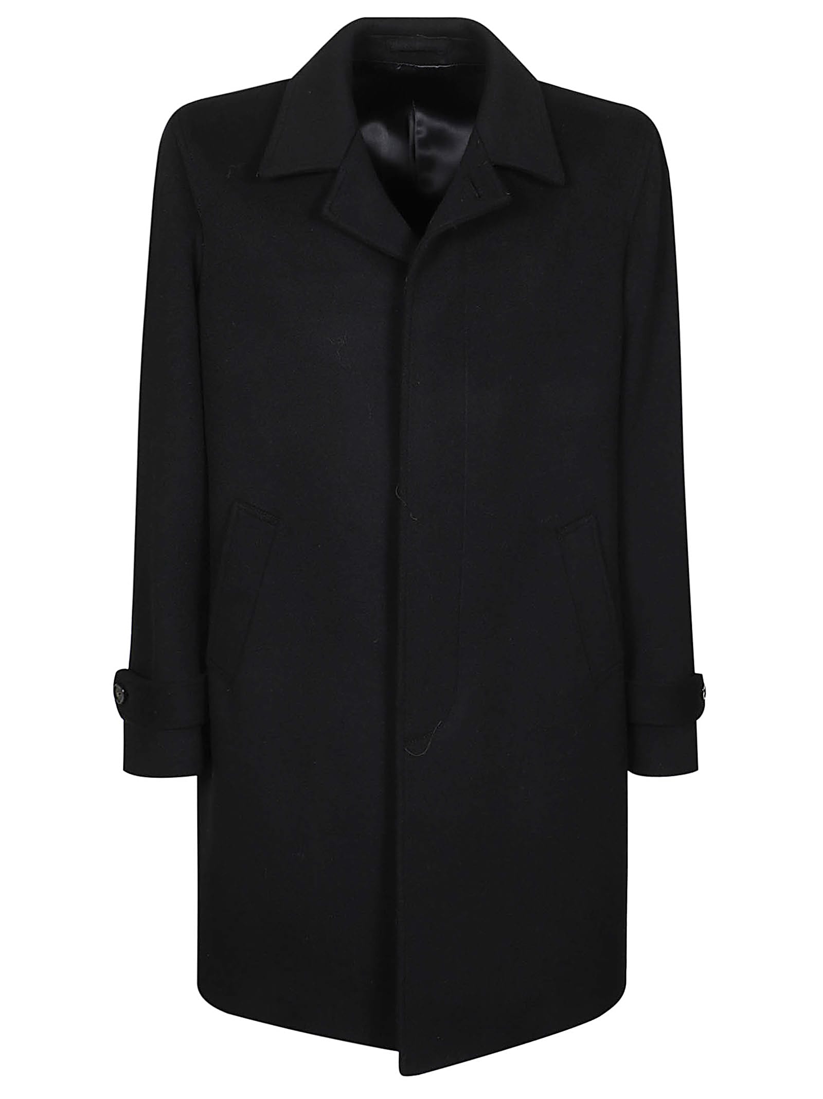 5-button Trench Coat In Black Wool