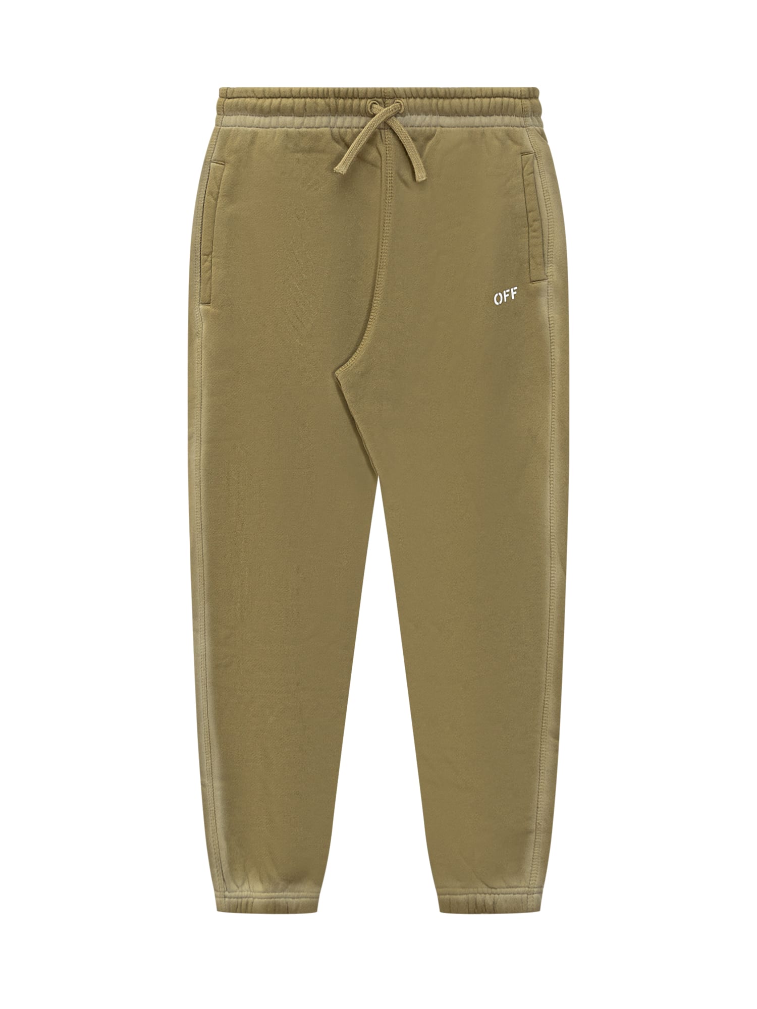 Shop Off-white Trousers In Olive Green