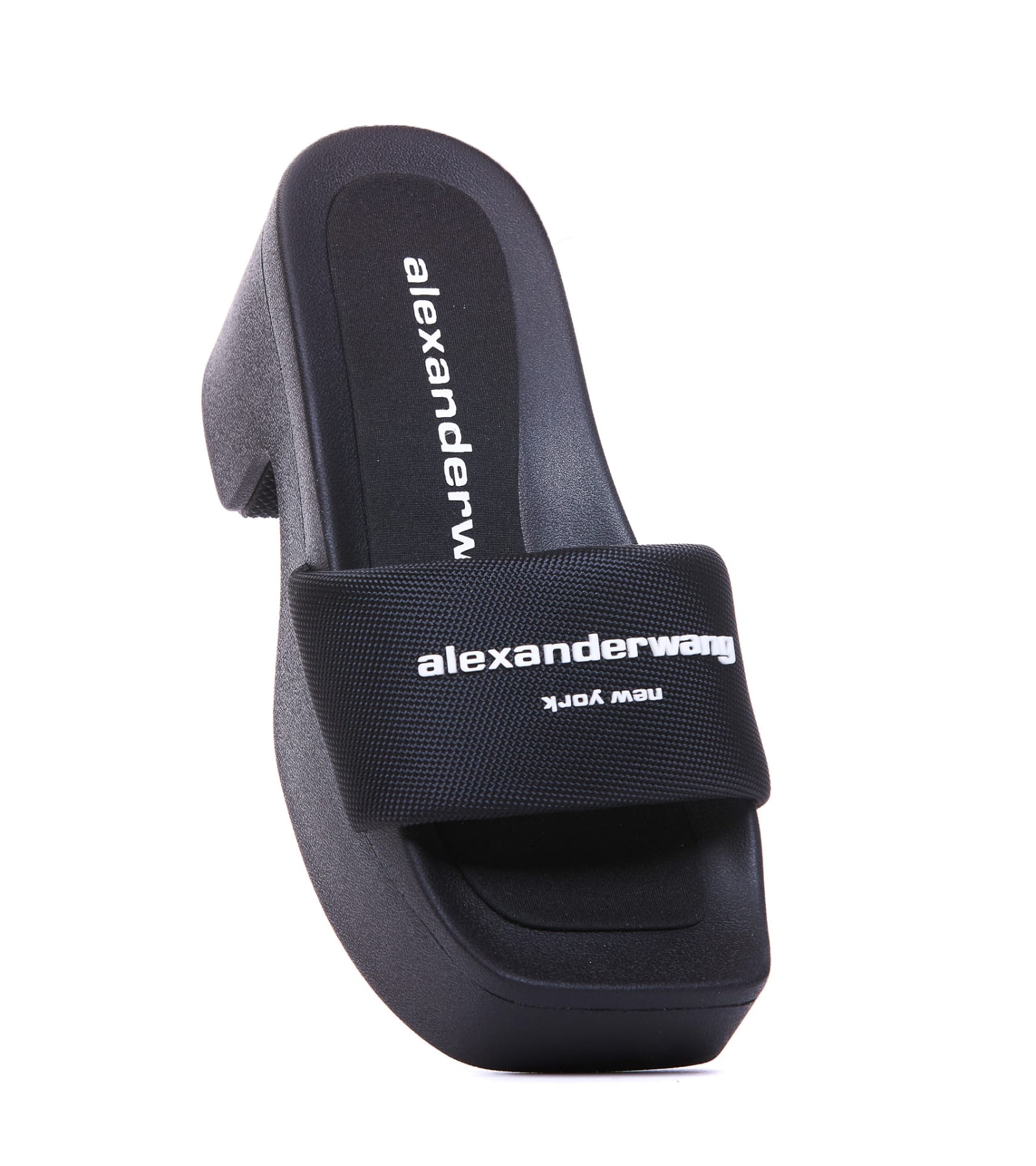 Shop Alexander Wang Logo Plateau Sandals In Black