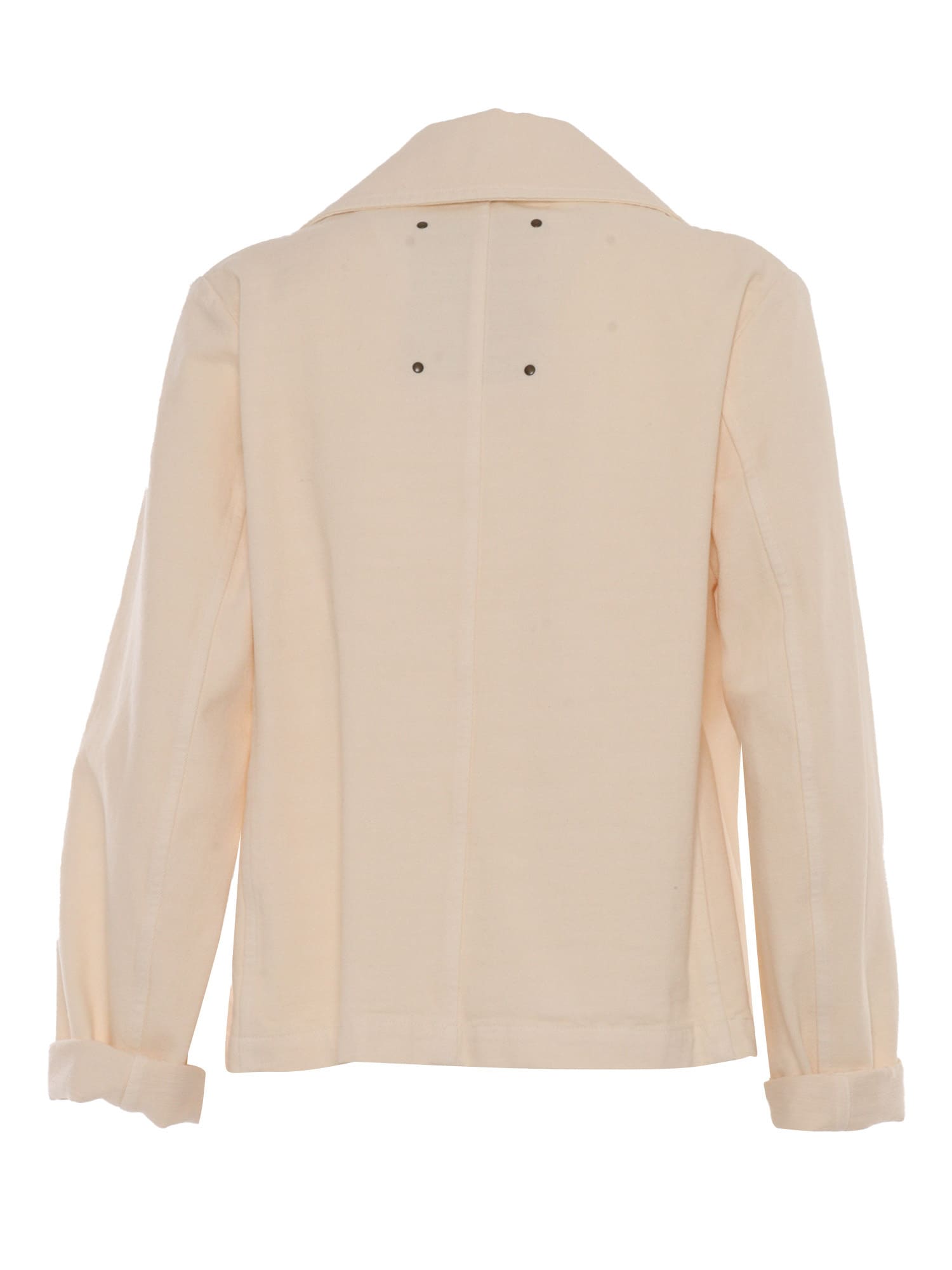 Sealup Double-breasted Peacoat With Logo Buttons And Red Piping In Neutral