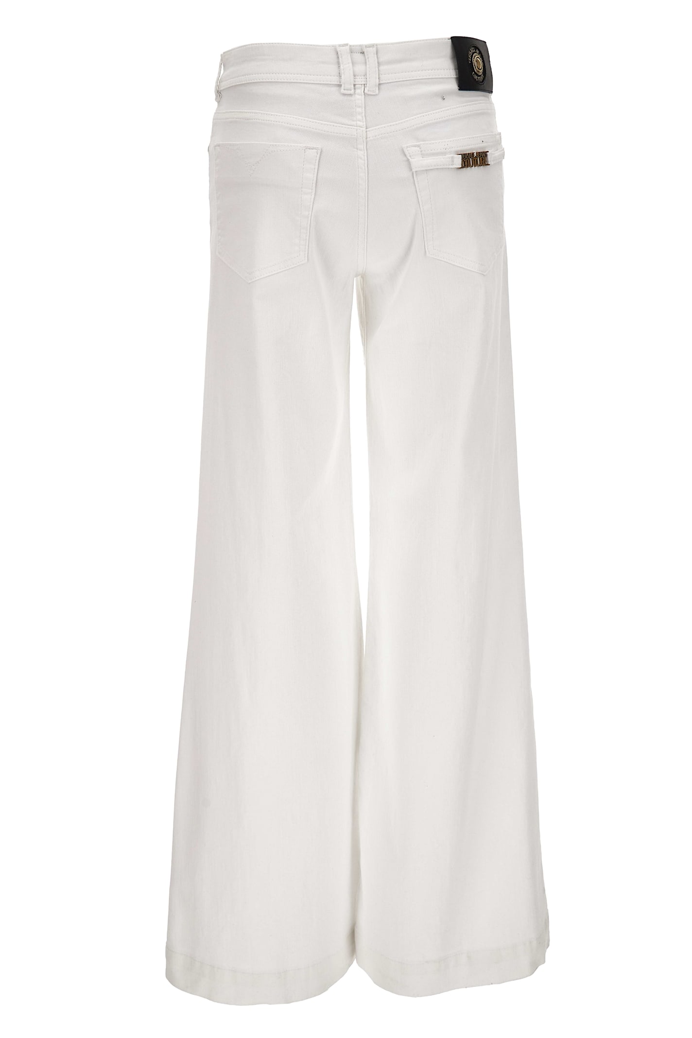 Shop Versace Jeans Couture White Straight Trousers