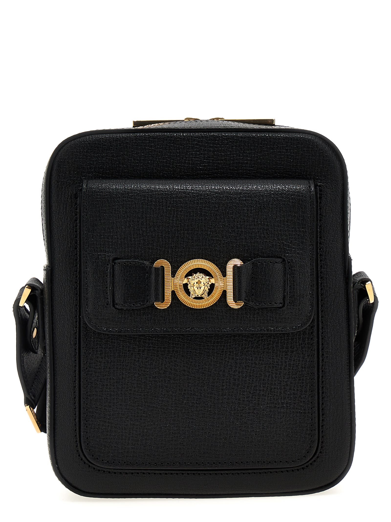 Shop Versace Medusa Biggie Crossbody Bag In Black