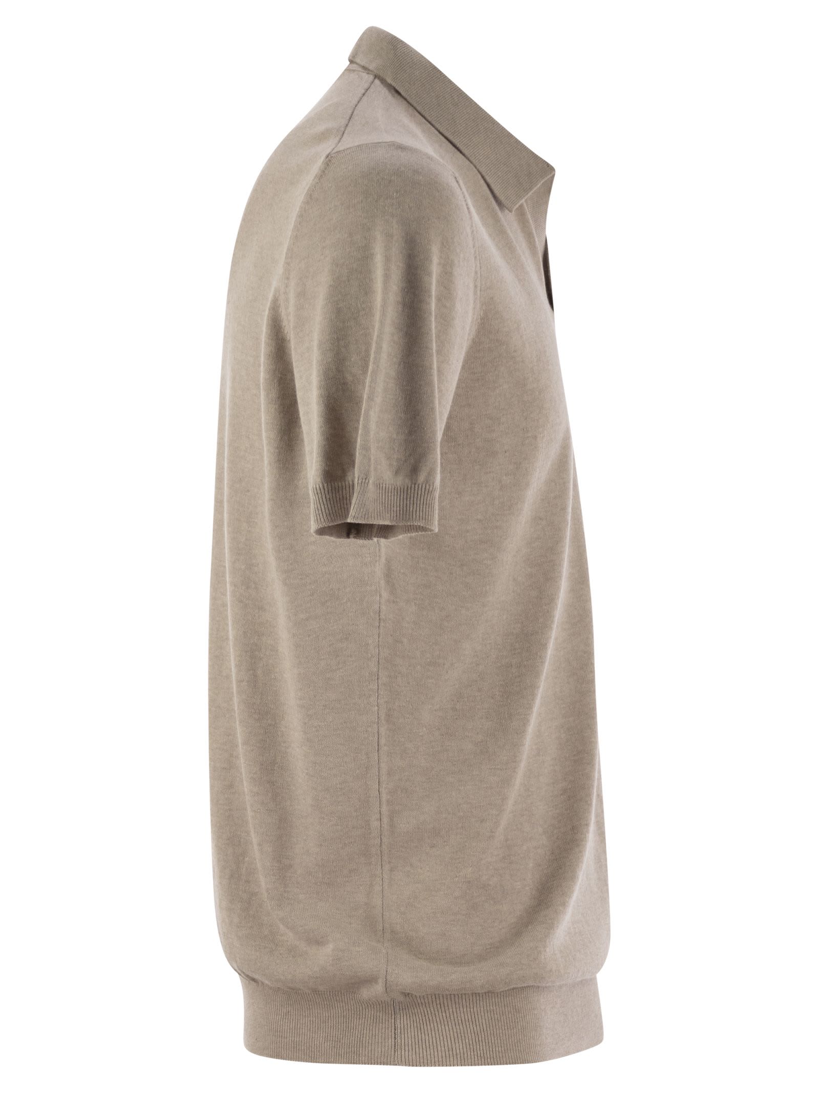 Tagliatore Basic Short-sleeved Cotton Polo Shirt In Beige