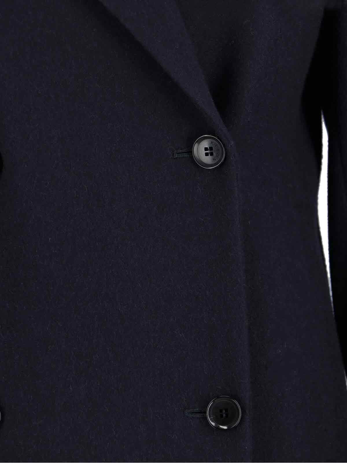 Kiton Long Jacket With Structured Shoulders And Notched Lapels In Blue