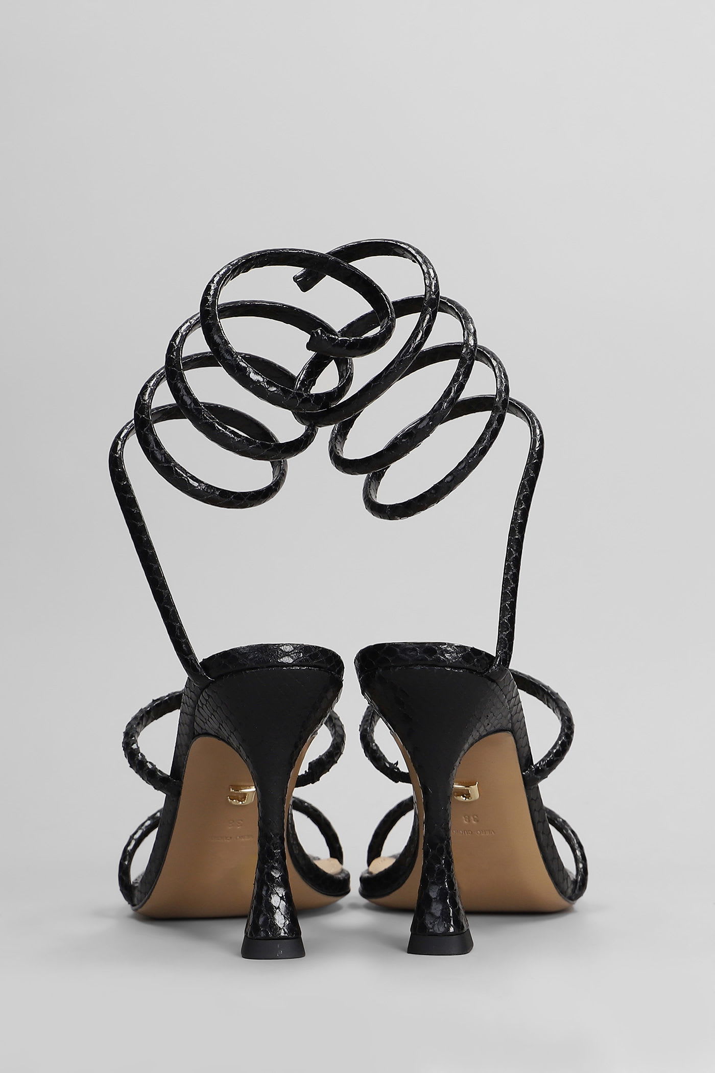 Lola Cruz Greta 95 Sandals In Black Leather In Multi