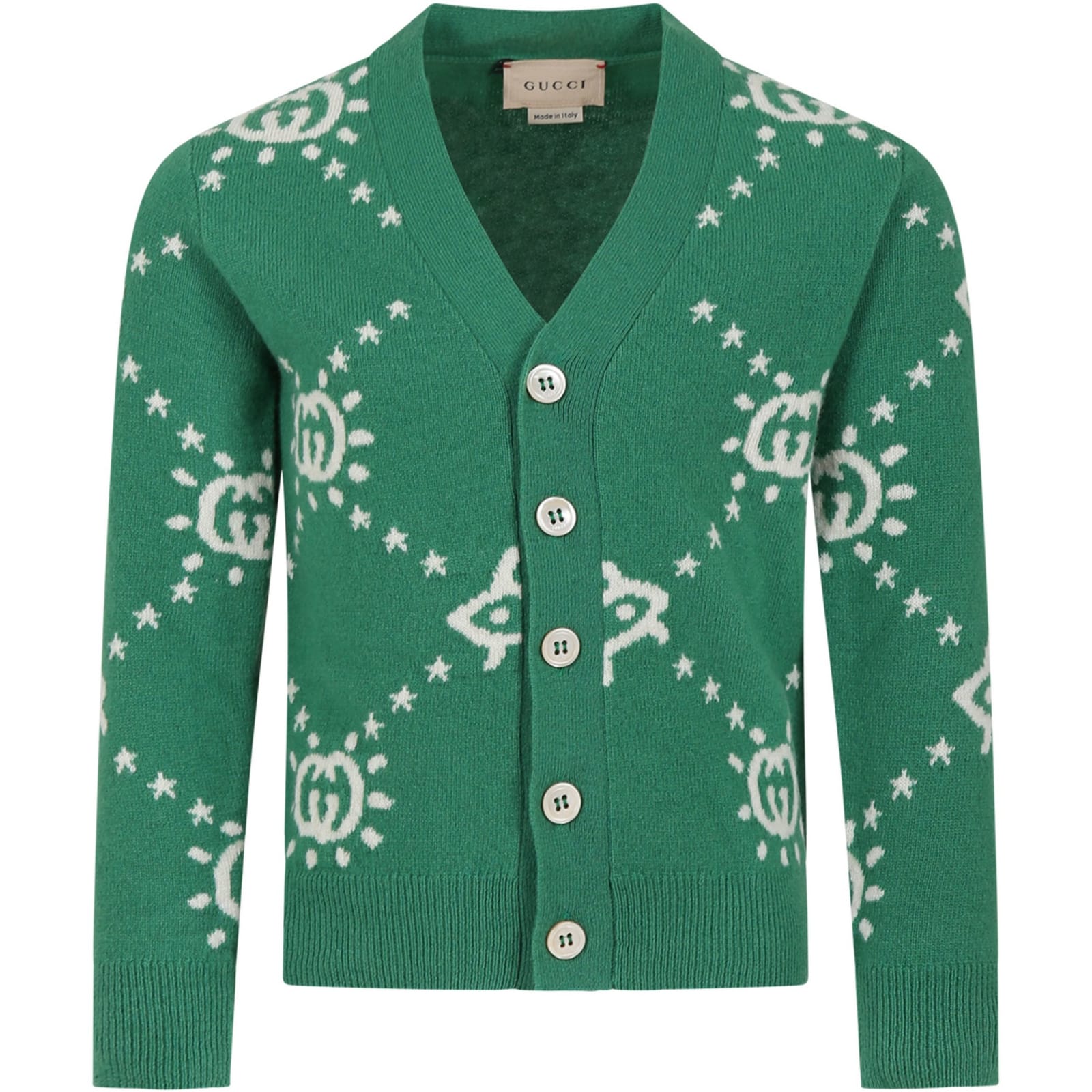 Gucci Kids' Green Cardigan For Boy With Logo