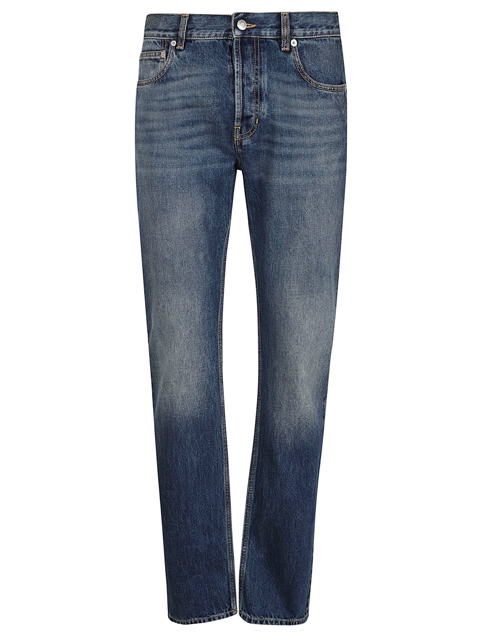 Shop Alexander Mcqueen Jeans In Blue Washed