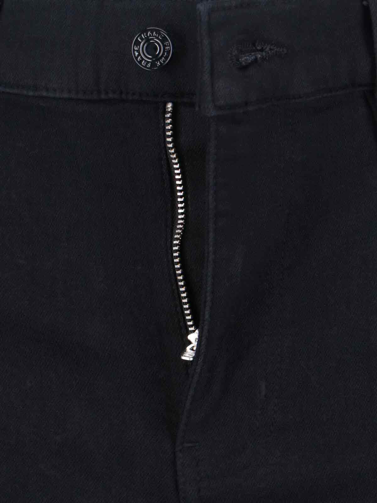 Frame Straight Trousers With Pockets And Belt Loops In Black