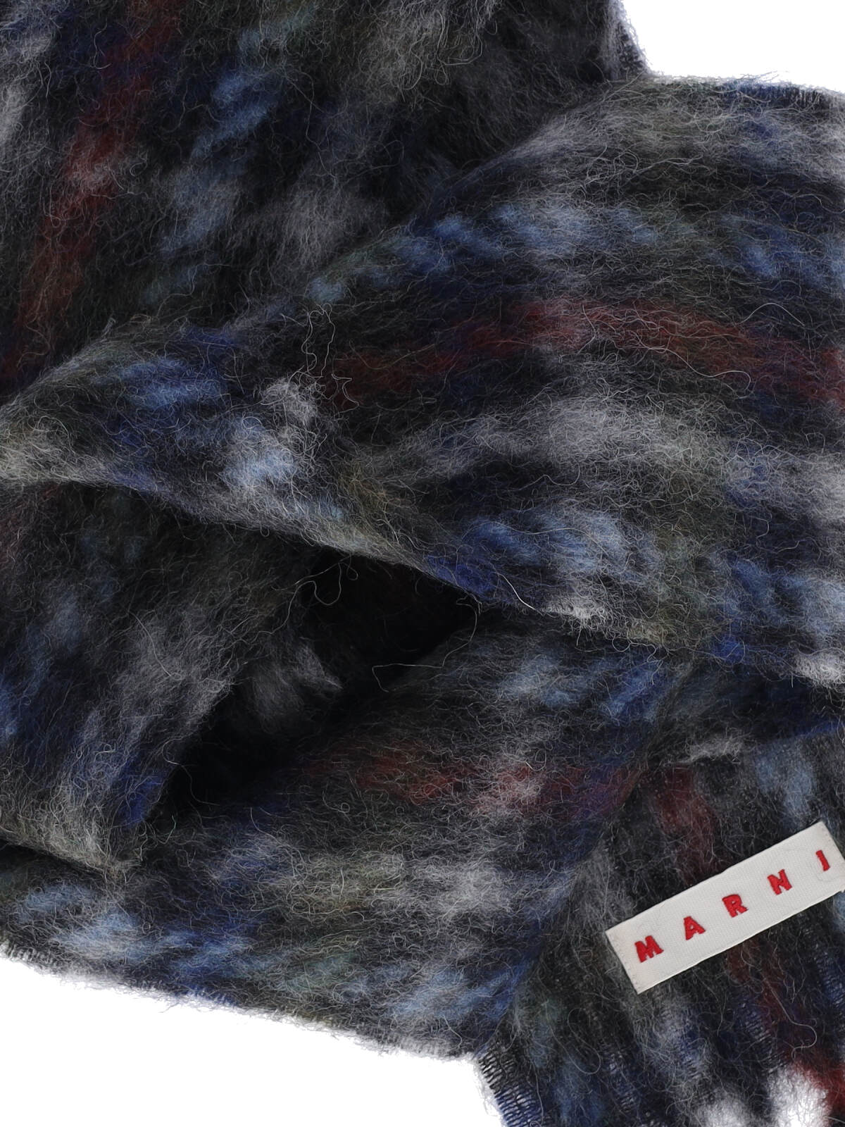Marni Soft Fringed Scarf Multicolored Pattern In Black