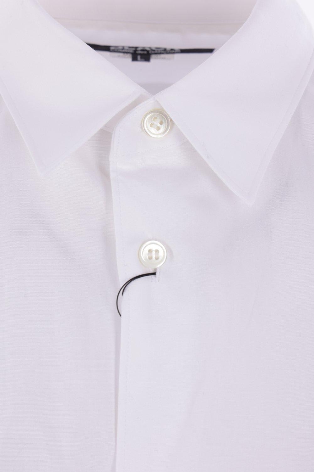 Comme Des Garçons Cut-out Curved Hem Shirt In White