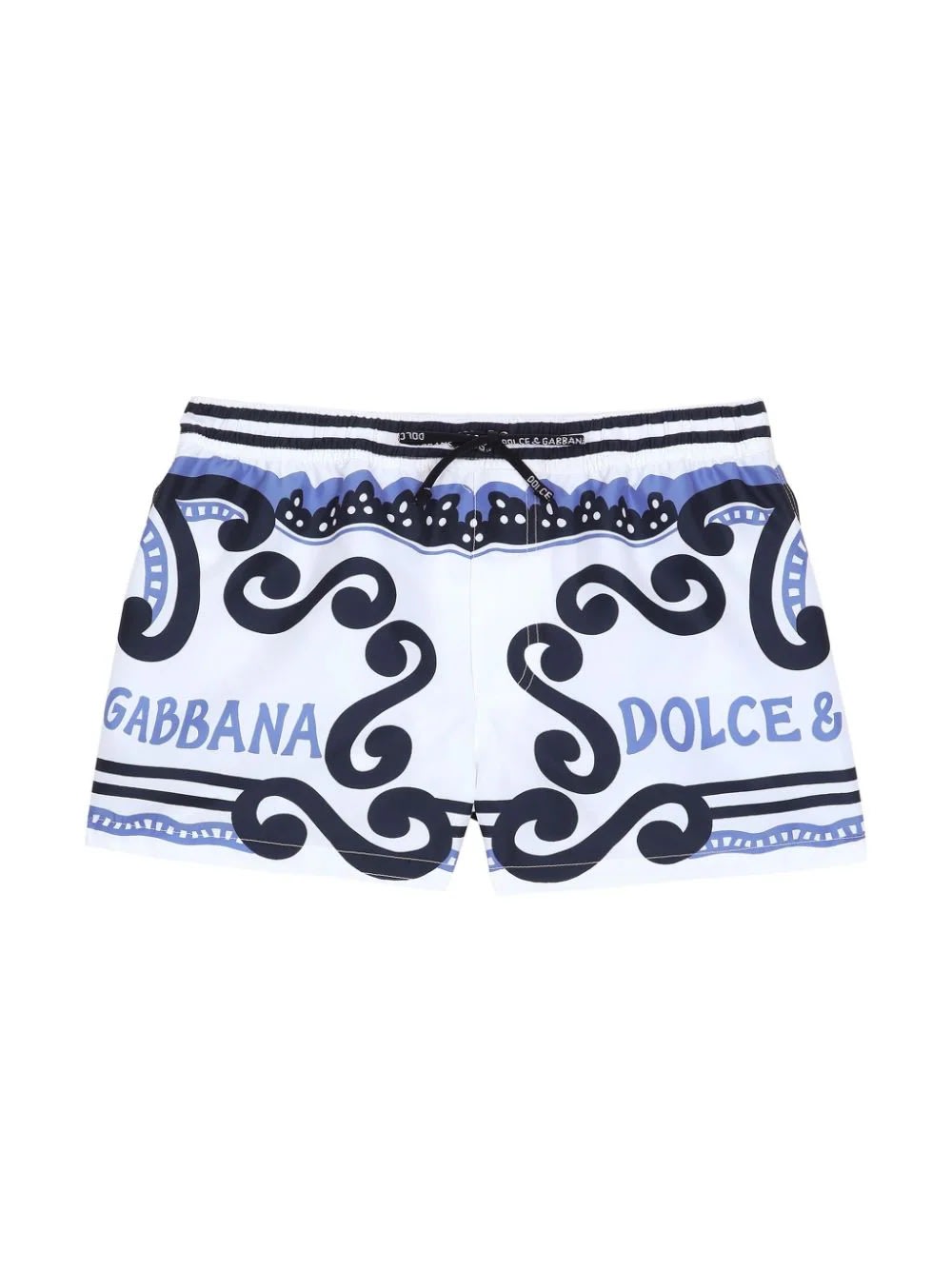 Shop Dolce & Gabbana Swim Shorts With Marina Print In Blue