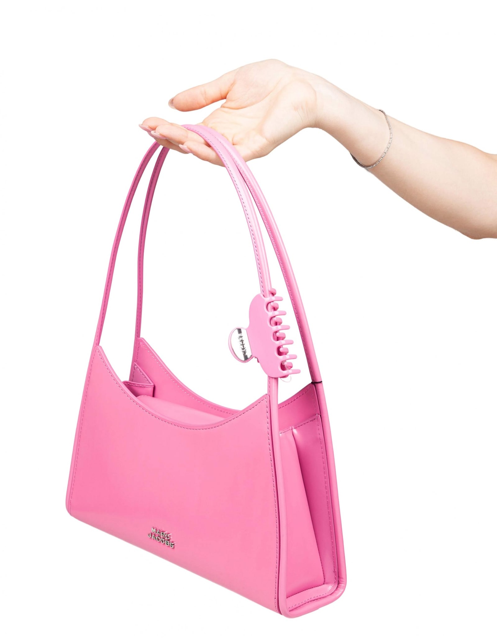 Marc Jacobs The Claw Clip Shoulder Bag In Brushed Leather Color Pink In Pink