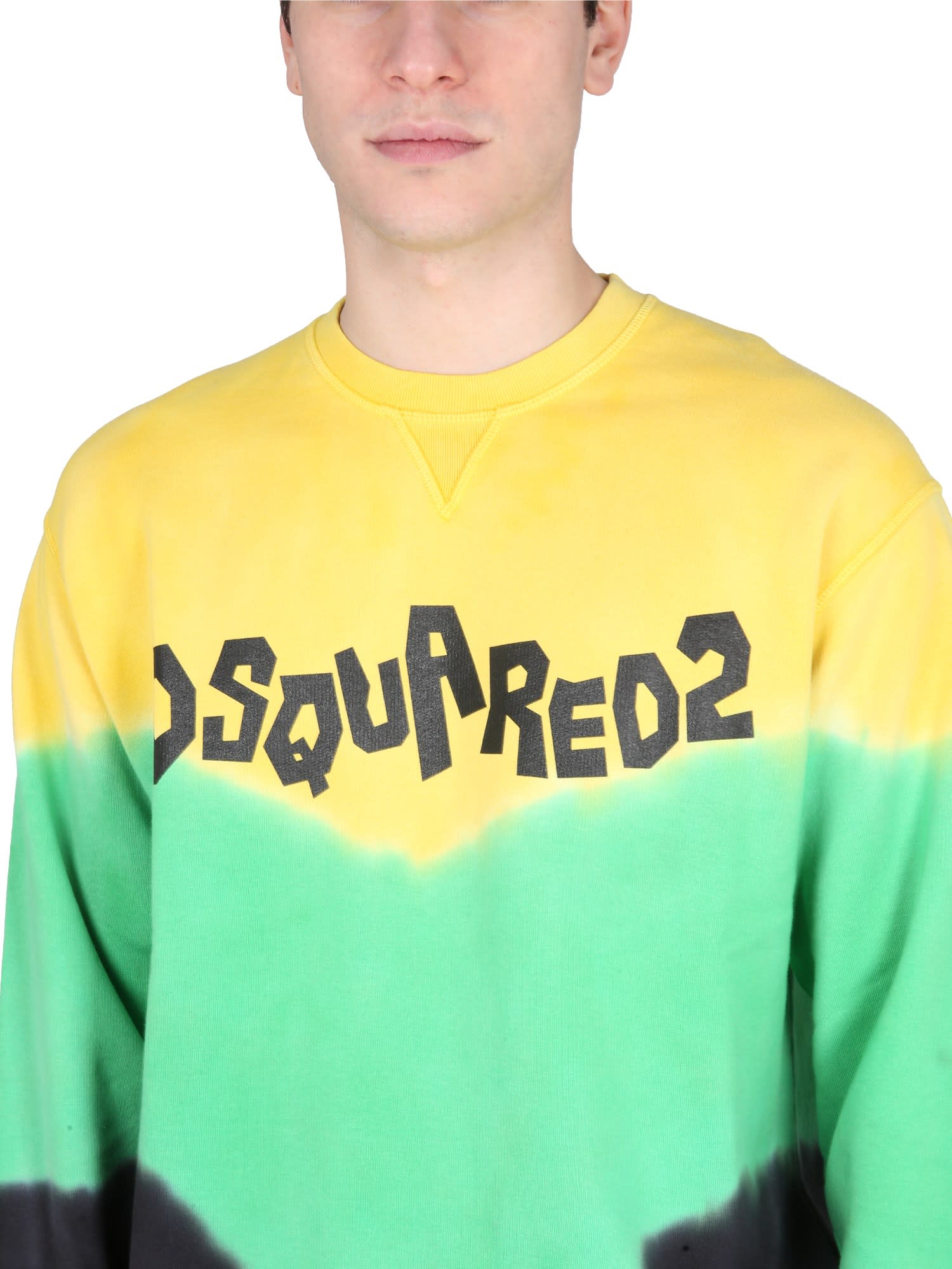 Shop Dsquared2 Tie-dye Crew-neck Sweatshirt With Logo Print In Multicolore