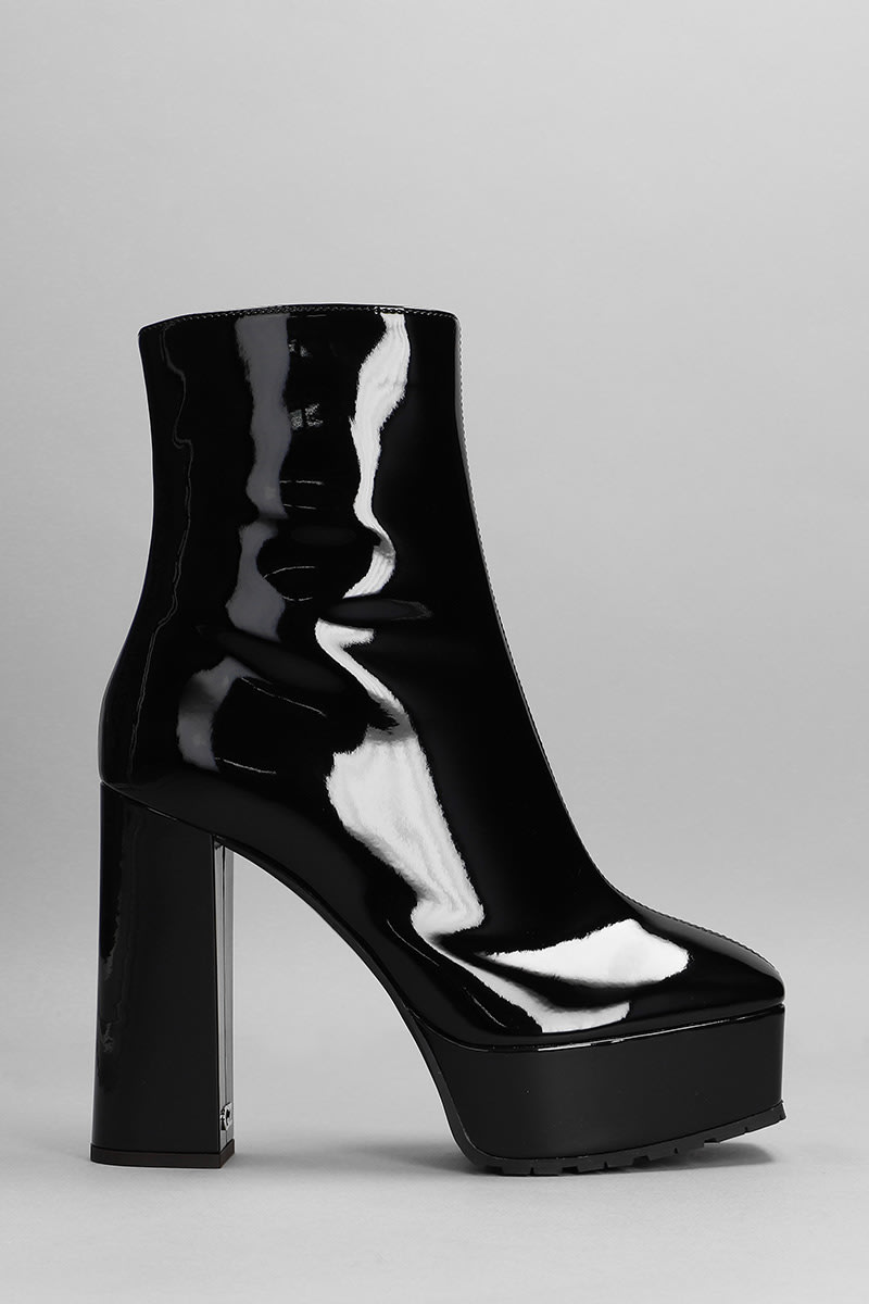 Giuseppe Zanotti Morgana High Heels Ankle Boots In Black Patent Leather