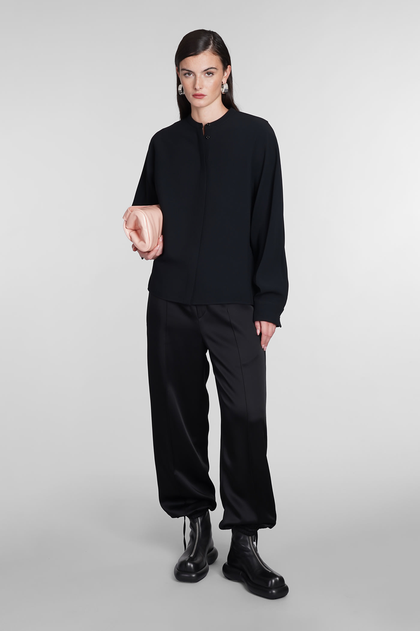Jil Sander Relaxed-fit Viscose Blend Shirt With Button Closure In Black