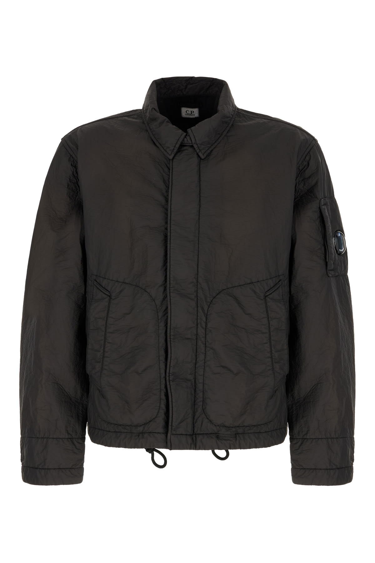 C.p. Company Synthetic Leather Jacket Featuring Pockets In Black