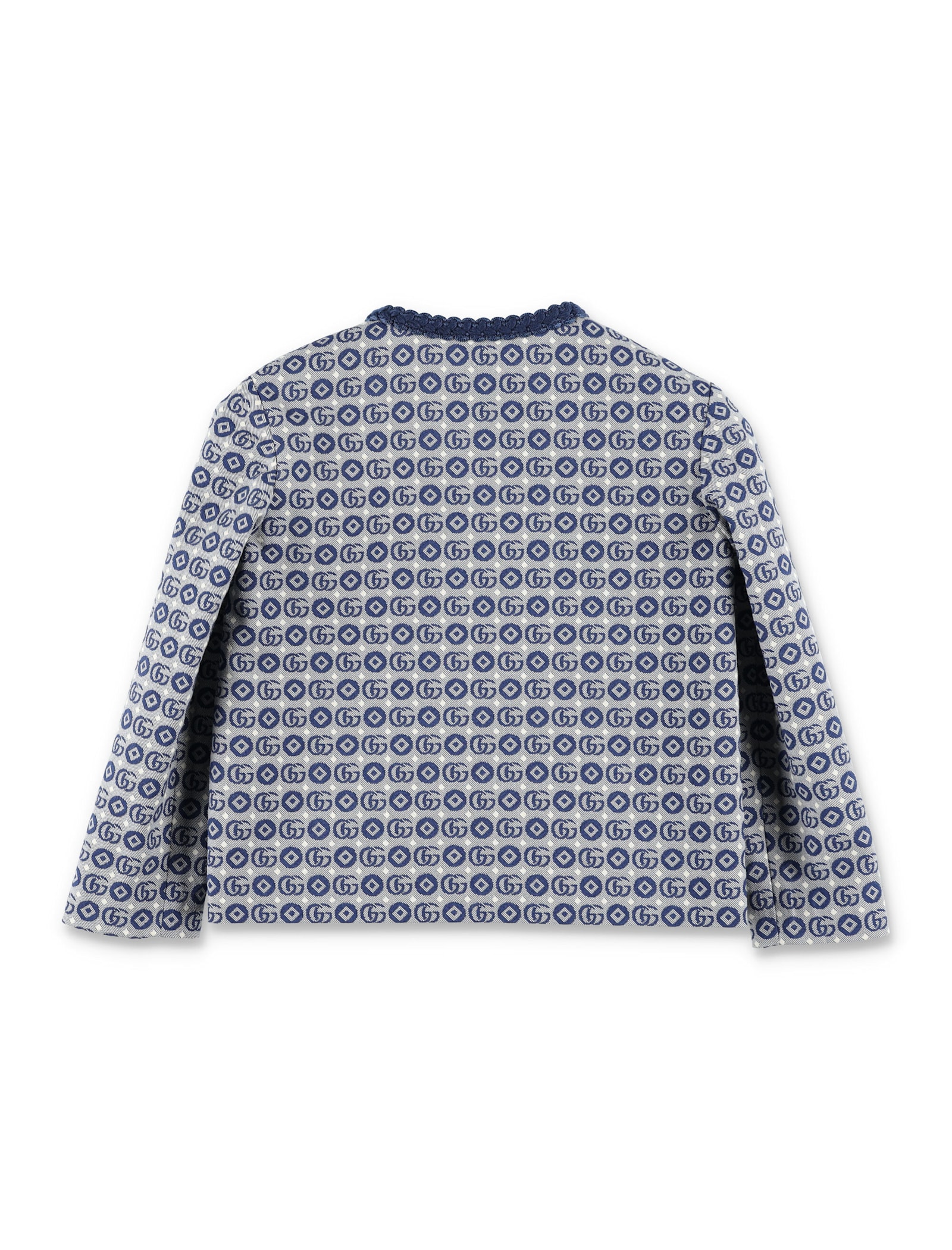 Shop Gucci Double G Geometric Jacket In Bluette