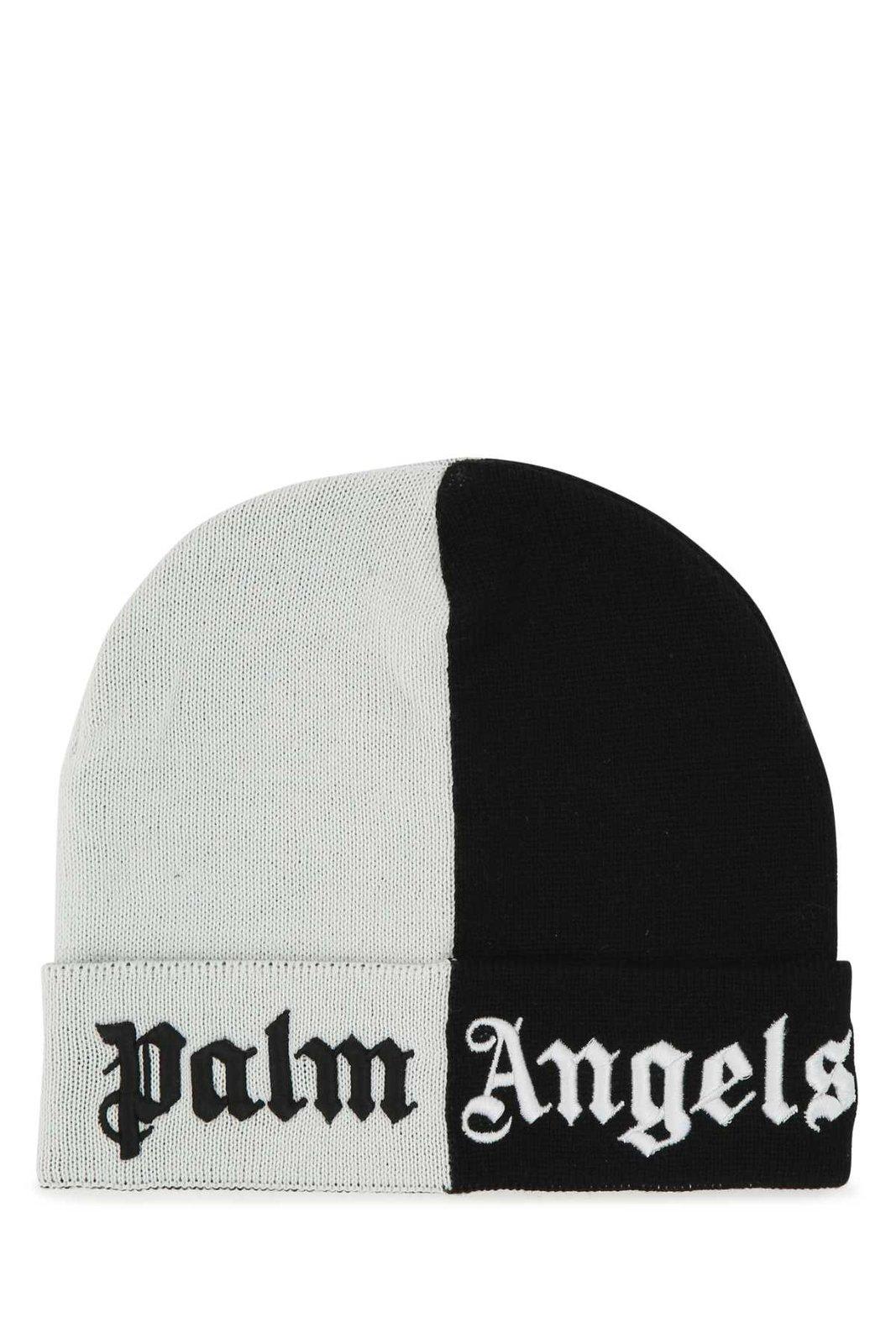 Palm Angels Logo Embroidered Two-tone Beanie