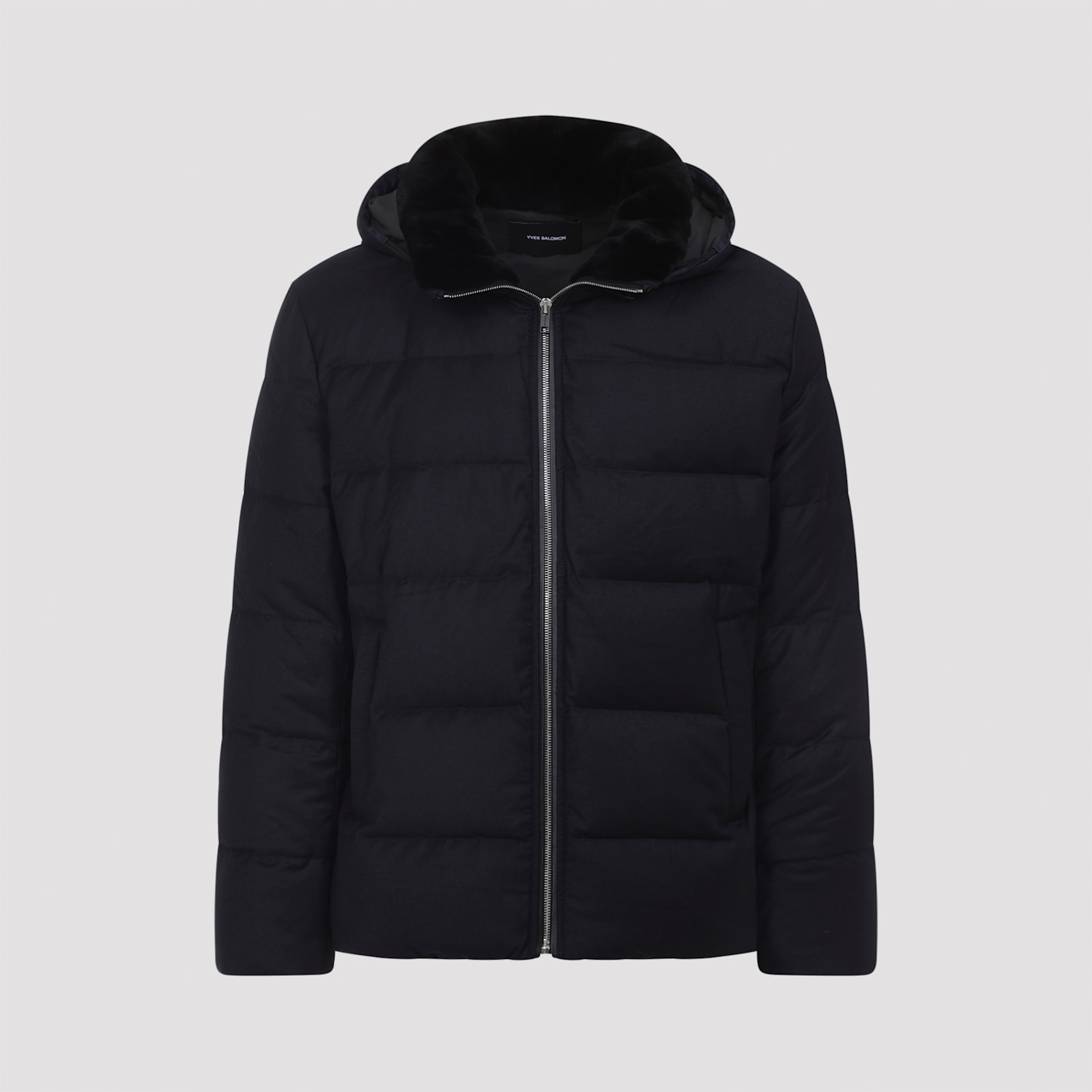 Yves Salomon Padded Quilted Down Jacket With Hood And Zipper Closure In Black