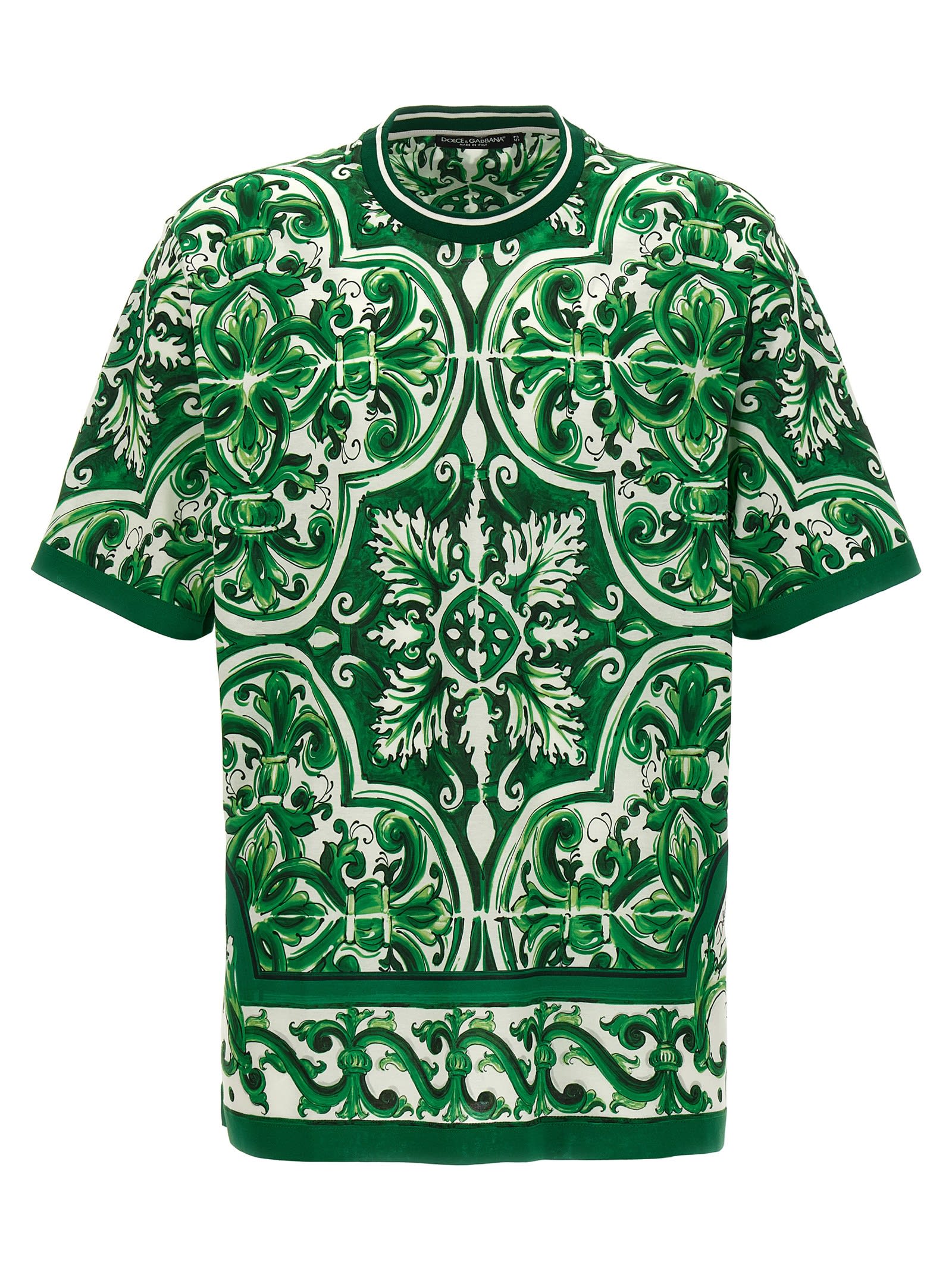 Shop Dolce & Gabbana Maiolica T-shirt In Green