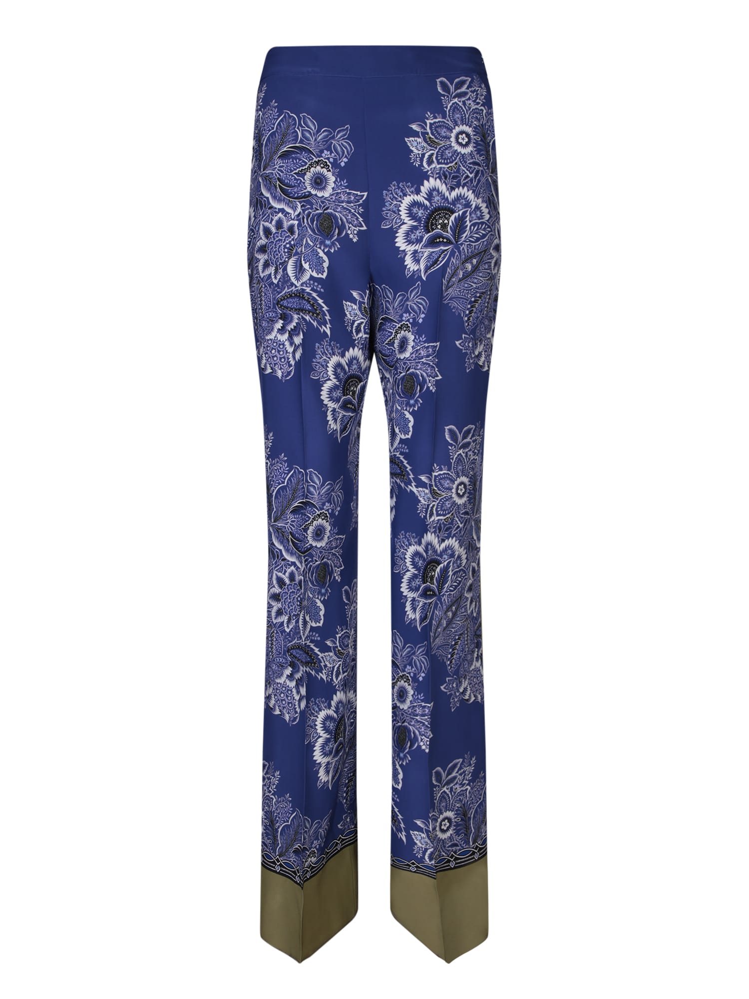 Shop Etro Palazza Bouquet Blue Trousers